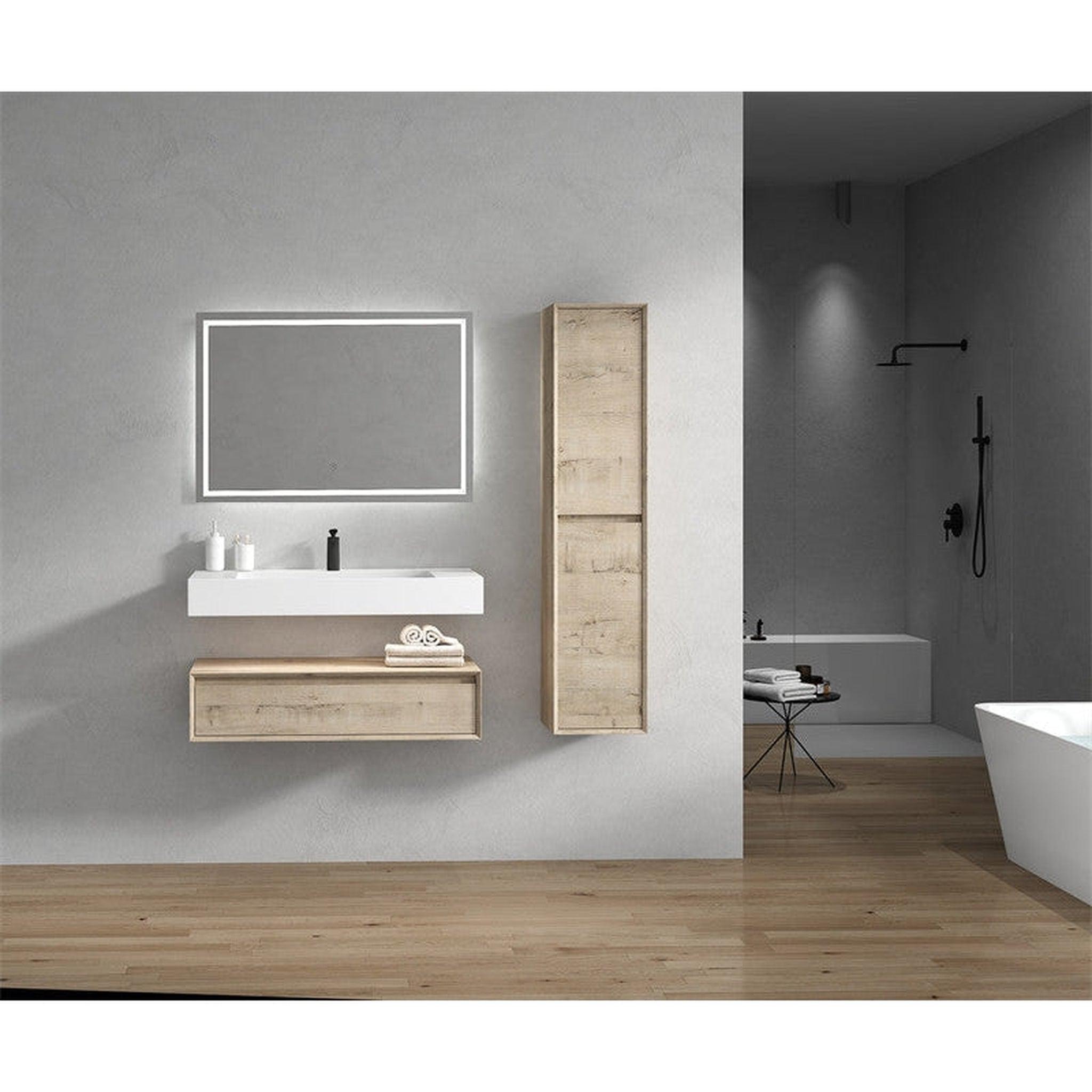 Moreno Bath, Moreno Bath ALYSA 42" Light Oak Floating Vanity With Single Reinforced White Acrylic Sink