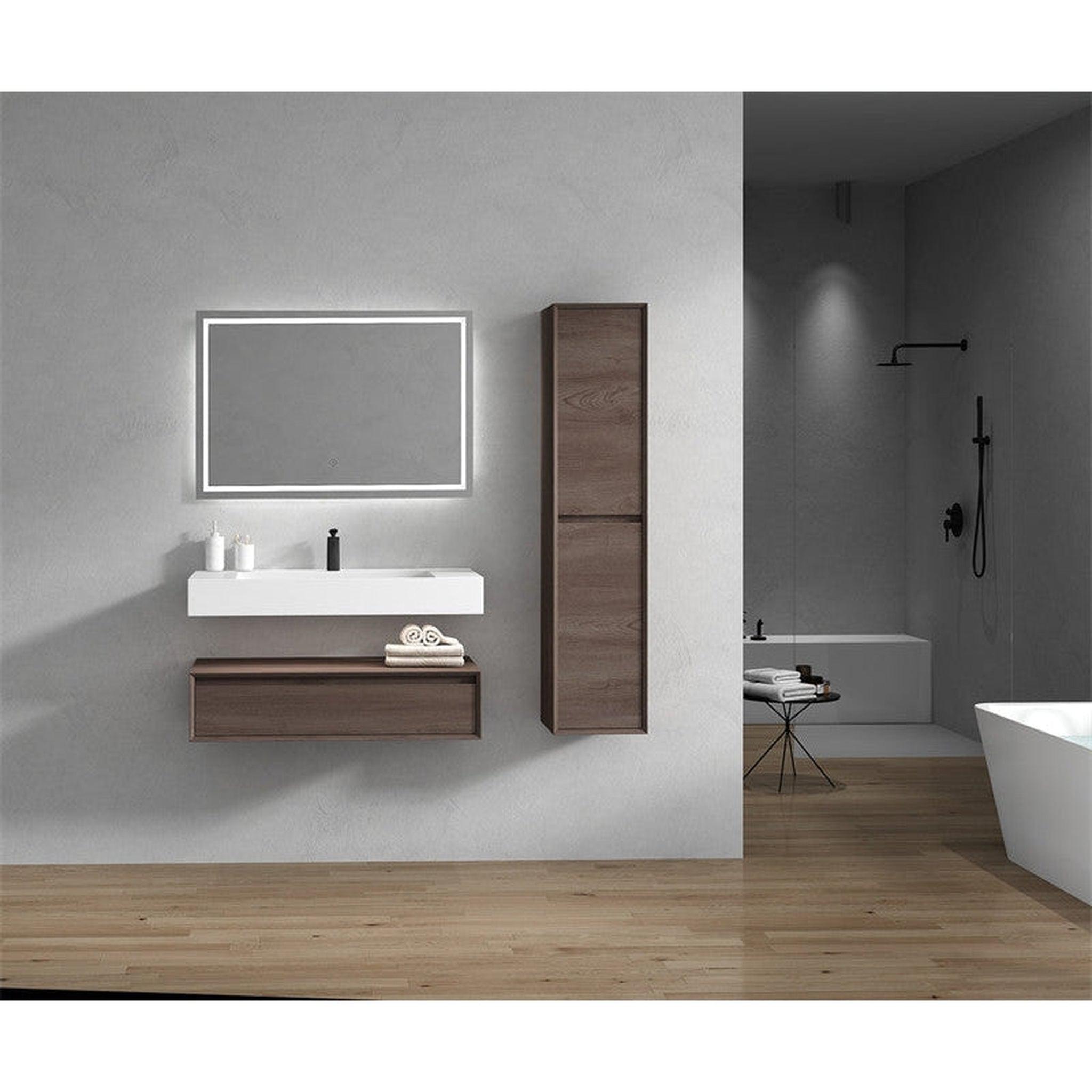 Moreno Bath, Moreno Bath ALYSA 42" Red Oak Floating Vanity With Single Reinforced White Acrylic Sink