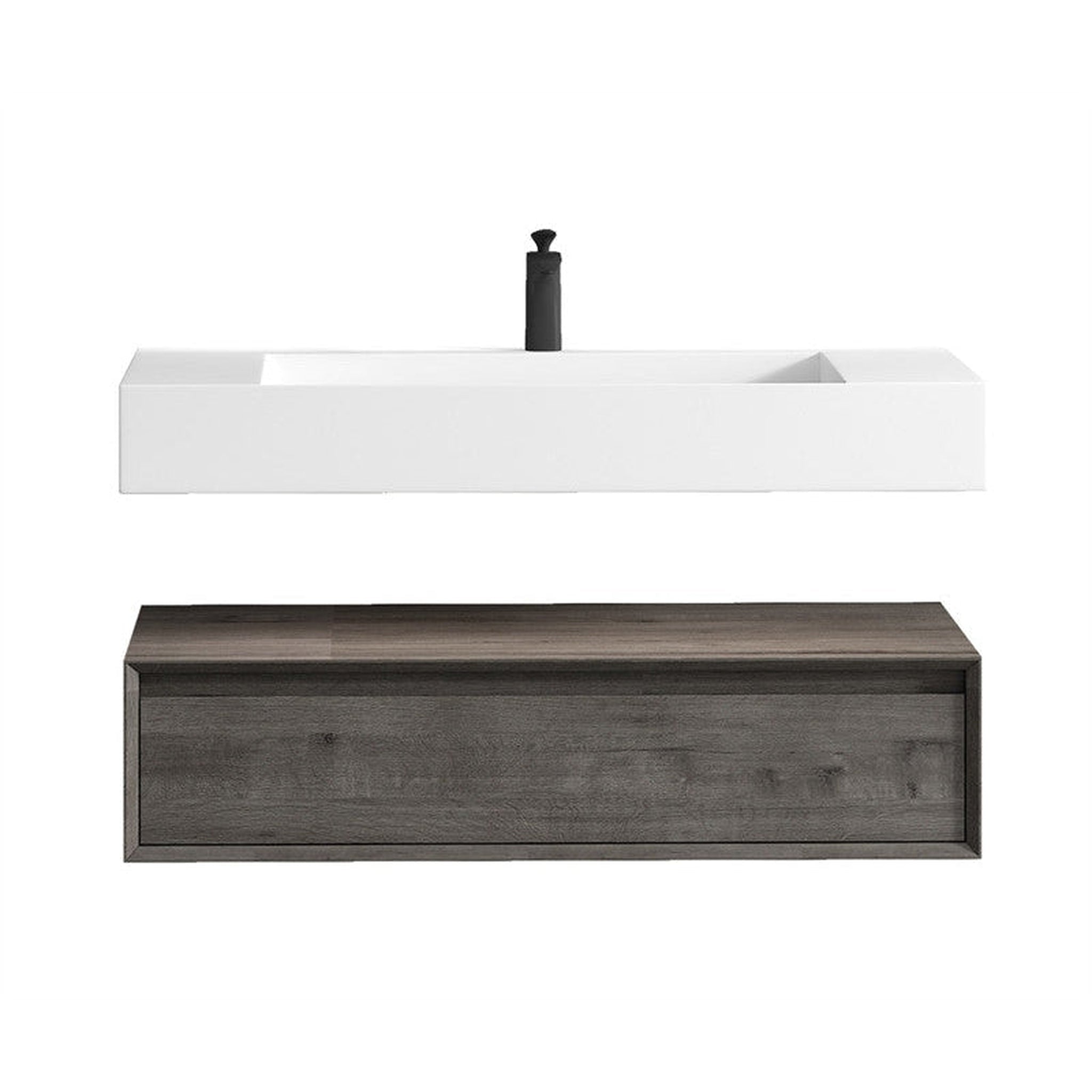 Moreno Bath, Moreno Bath ALYSA 42" Smoke Oak Floating Vanity With Single Reinforced White Acrylic Sink