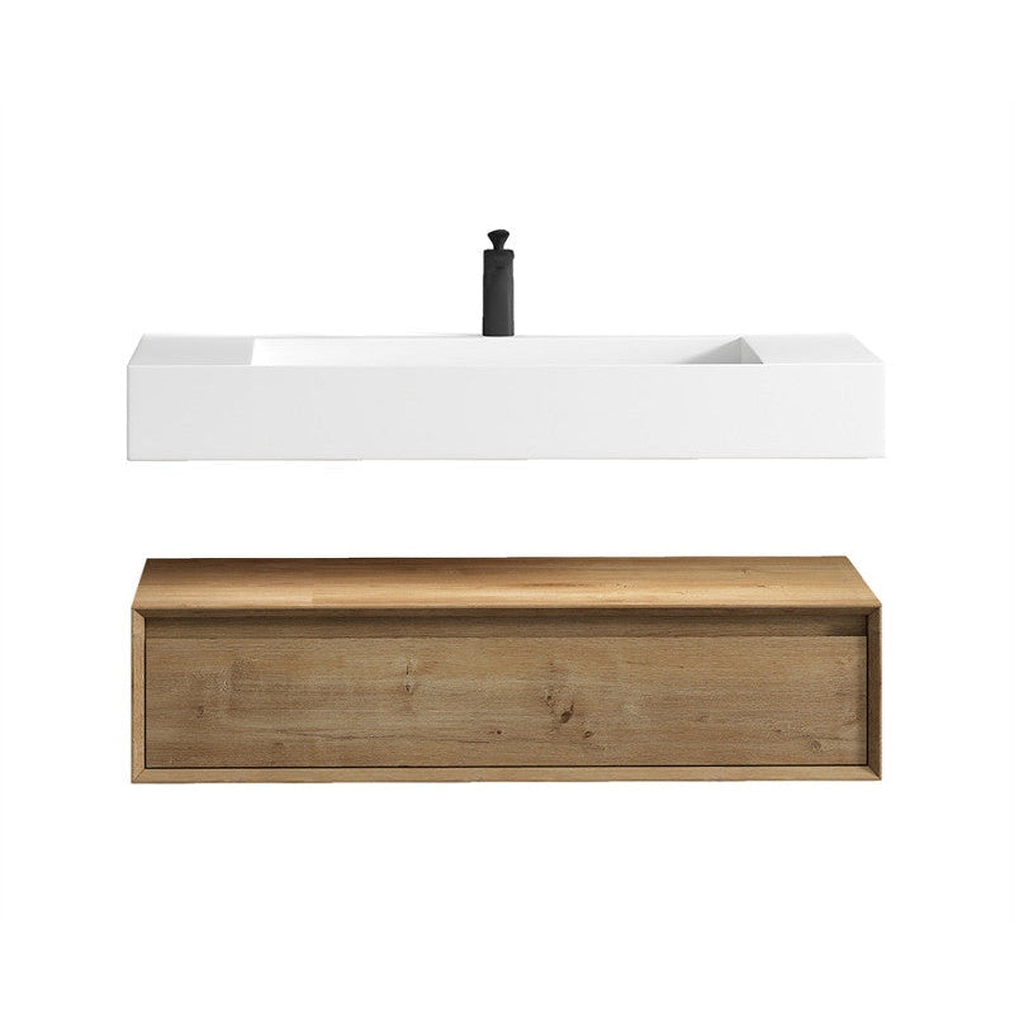 Moreno Bath, Moreno Bath ALYSA 42" White Oak Floating Vanity With Single Reinforced White Acrylic Sink