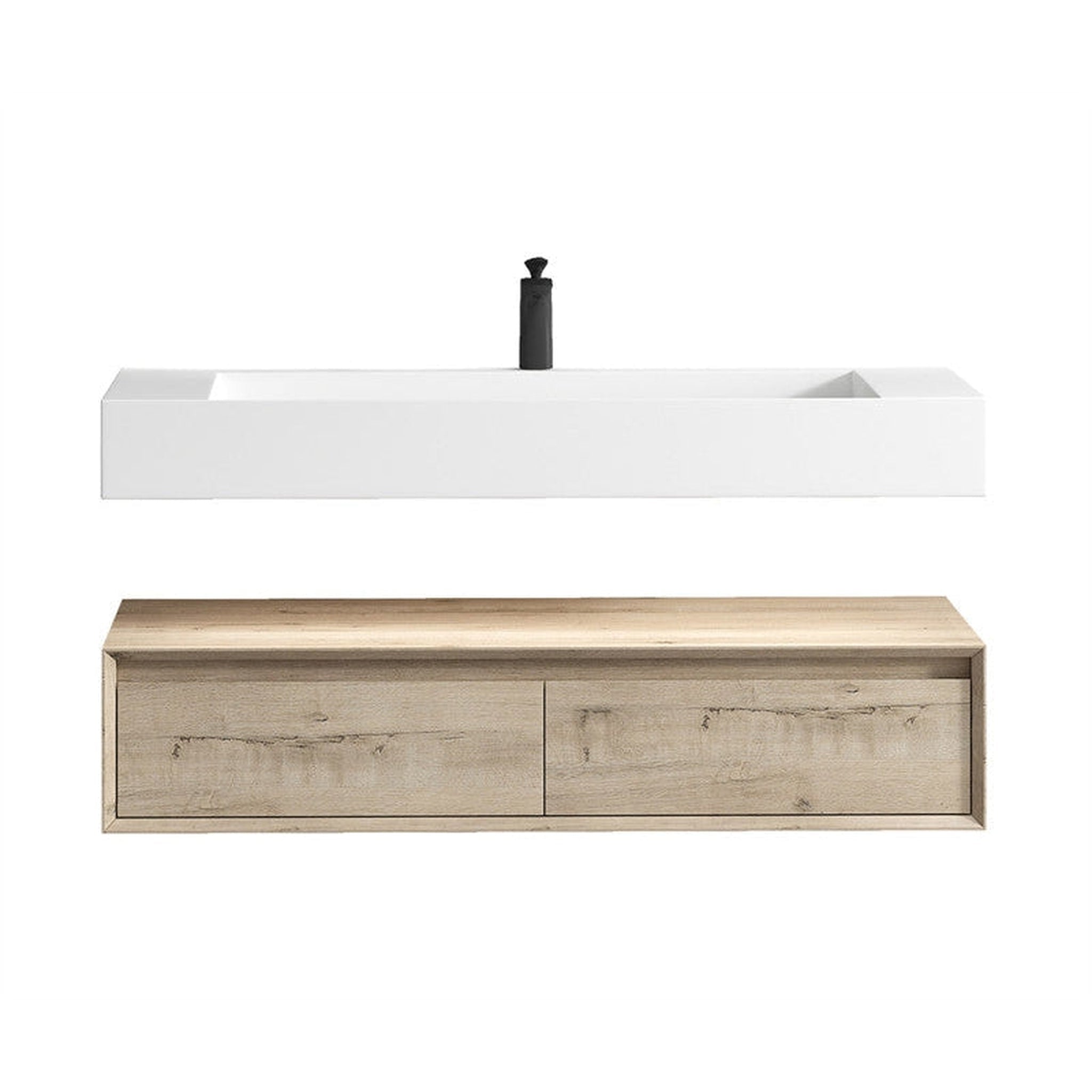 Moreno Bath, Moreno Bath ALYSA 48" Light Oak Floating Vanity With Single Reinforced White Acrylic Sink