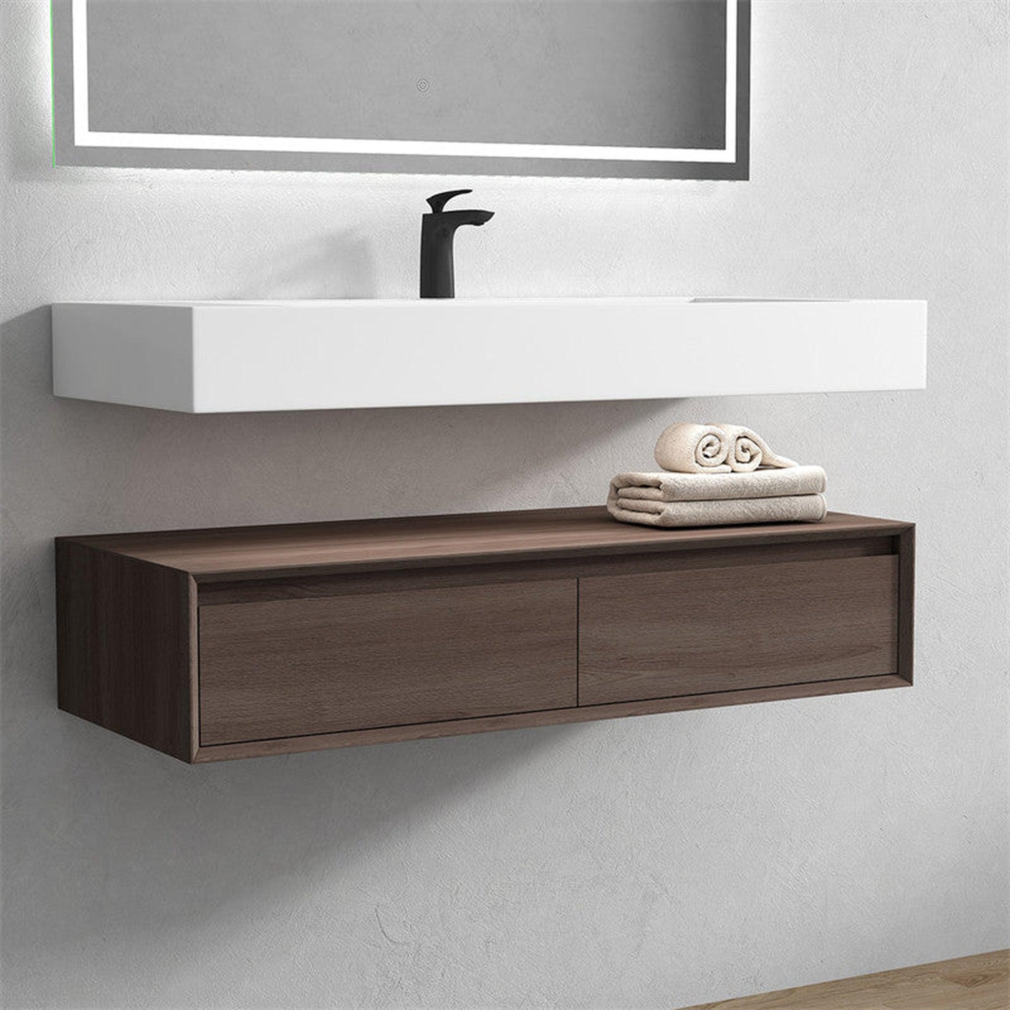 Moreno Bath, Moreno Bath ALYSA 48" Red Oak Floating Vanity With Single Reinforced White Acrylic Sink