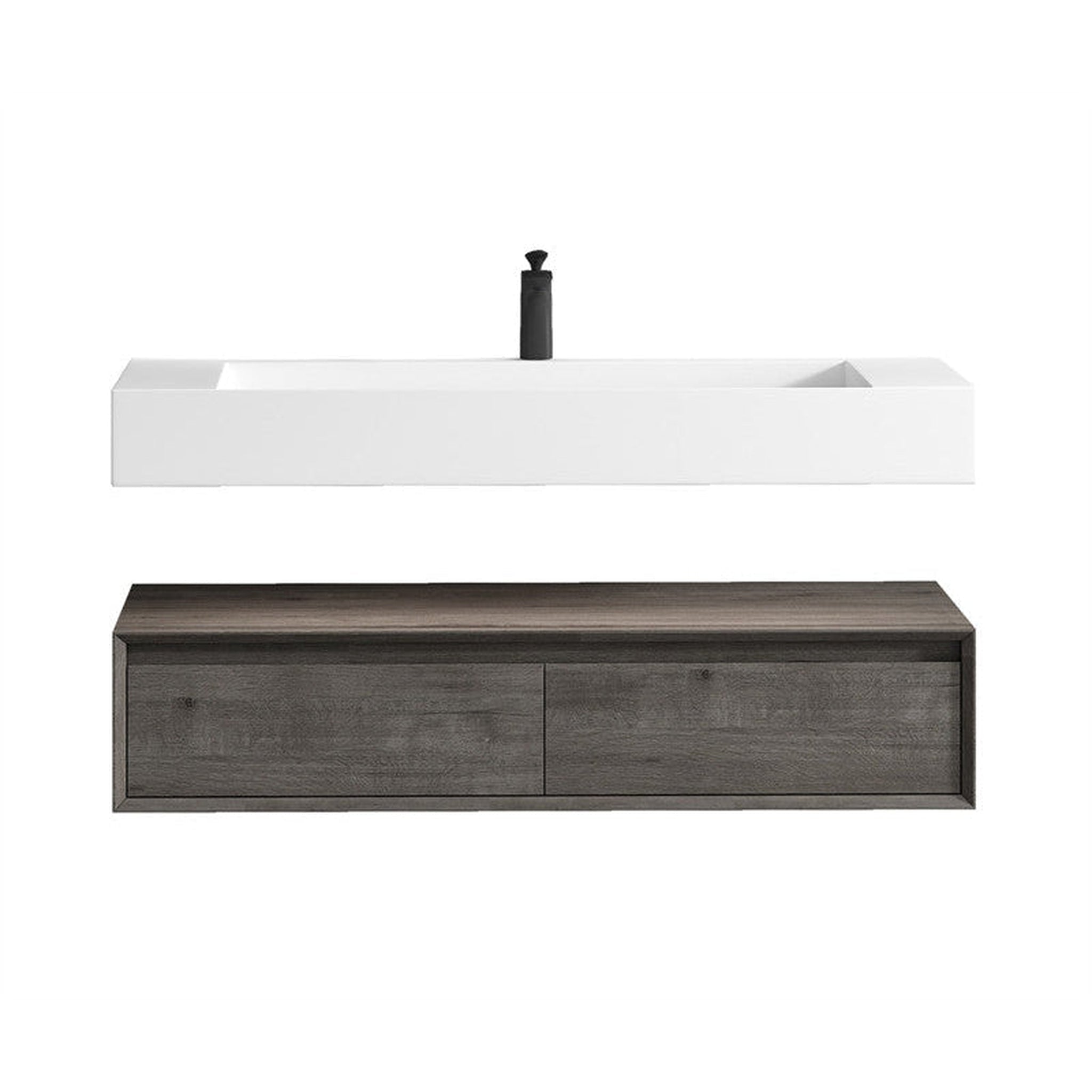 Moreno Bath, Moreno Bath ALYSA 48" Smoke Oak Floating Vanity With Single Reinforced White Acrylic Sink