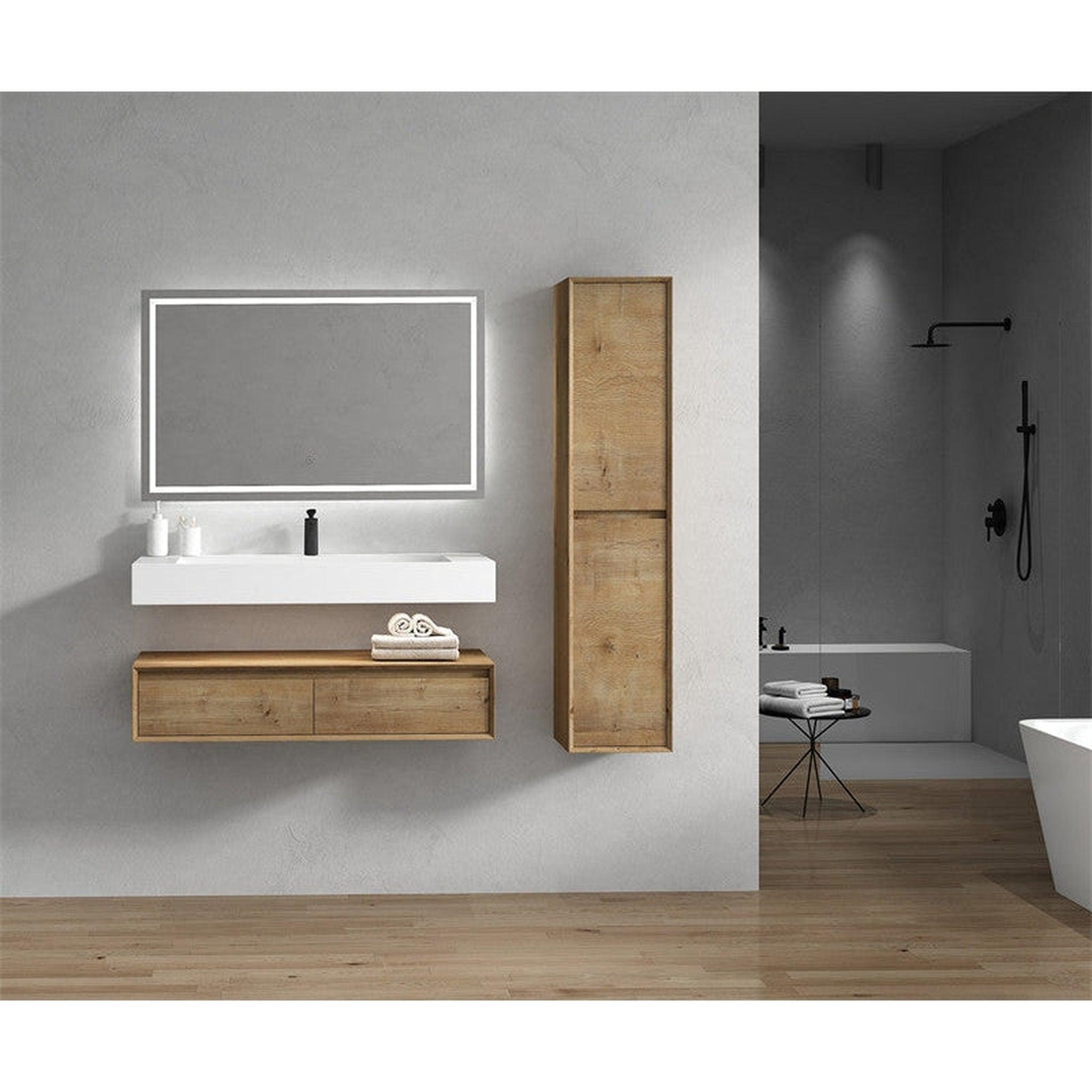 Moreno Bath, Moreno Bath ALYSA 48" White Oak Floating Vanity With Single Reinforced White Acrylic Sink