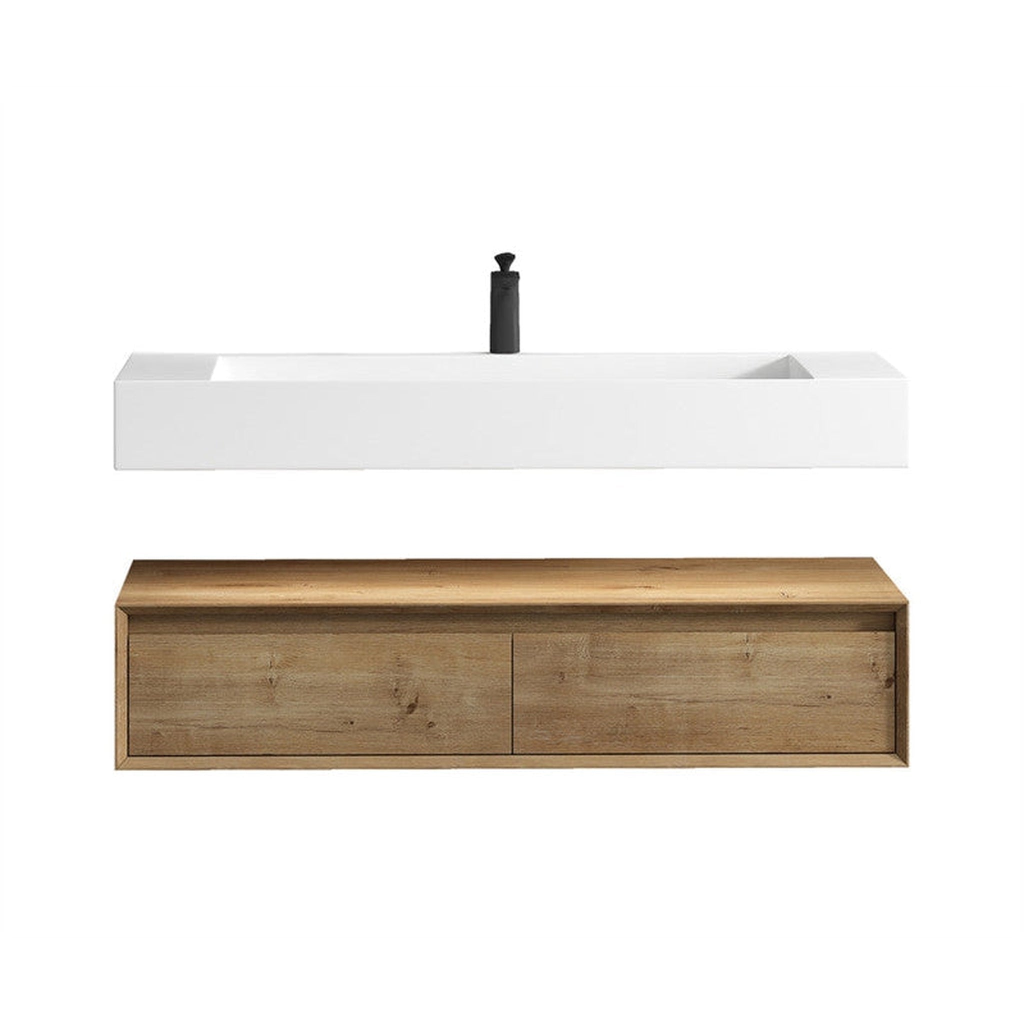 Moreno Bath, Moreno Bath ALYSA 48" White Oak Floating Vanity With Single Reinforced White Acrylic Sink