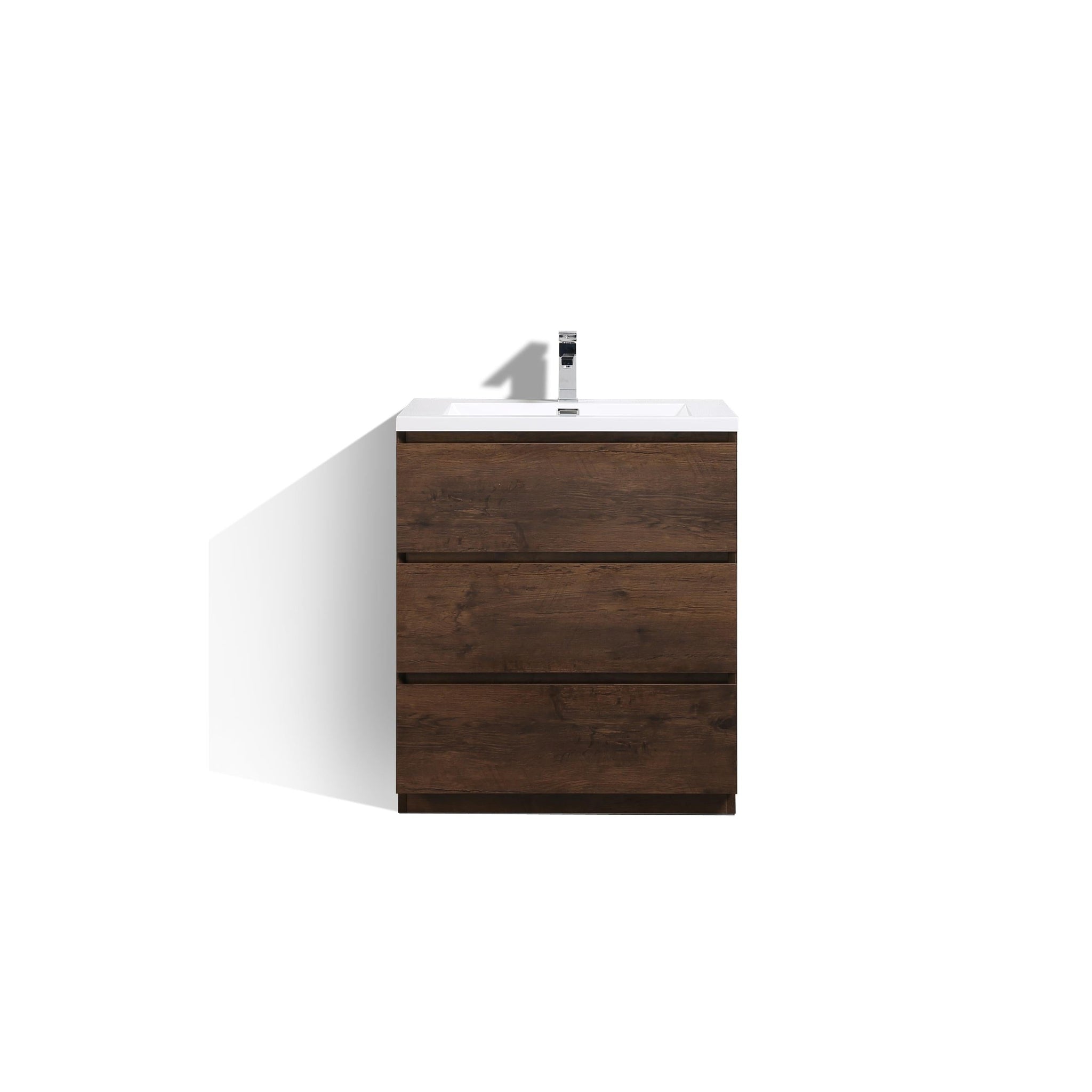 Moreno Bath, Moreno Bath Angeles 30" Rosewood Freestanding Vanity With Single Reinforced White Acrylic Sink