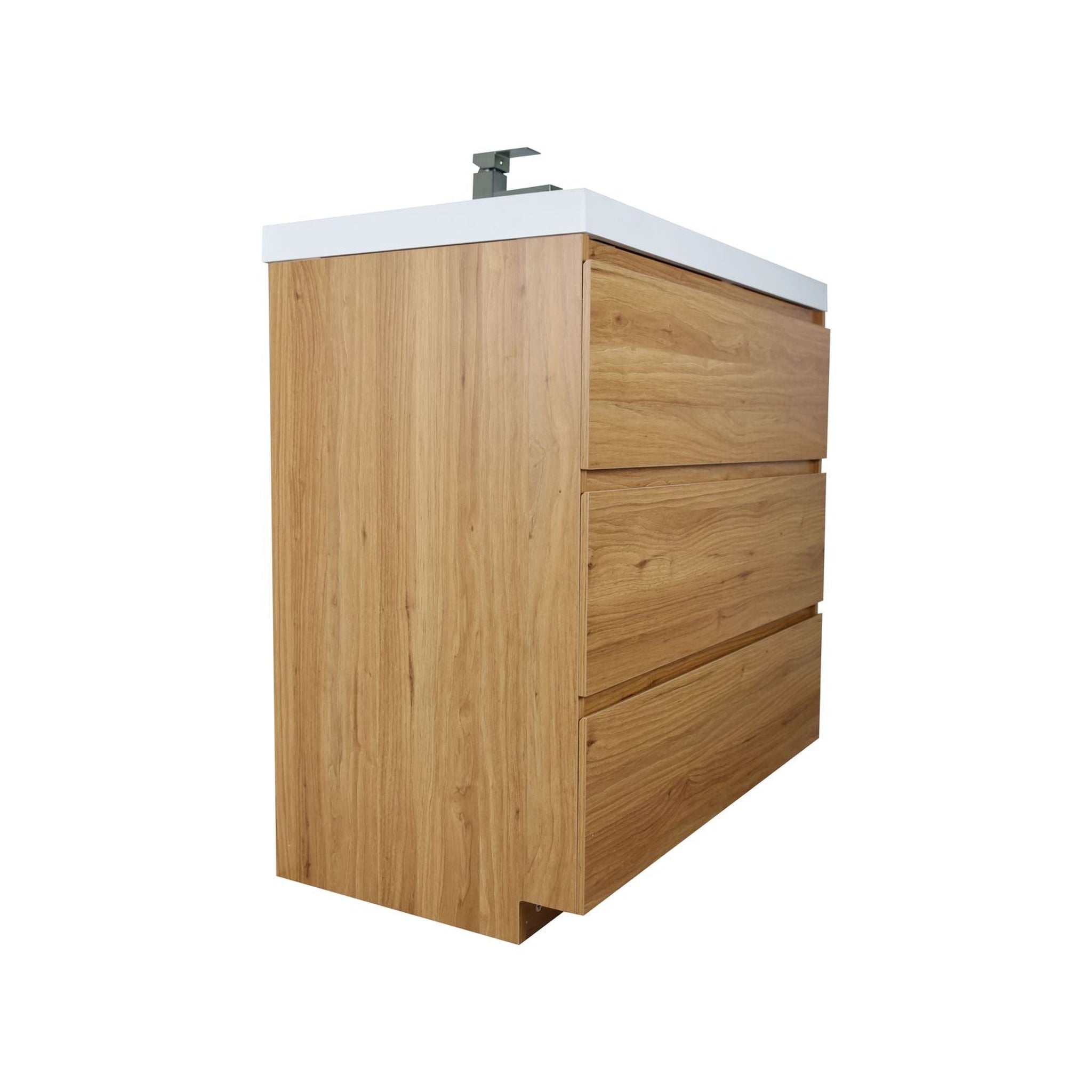 Moreno Bath, Moreno Bath Angeles 36" Nature Oak Freestanding Vanity With Single Reinforced White Acrylic Sink