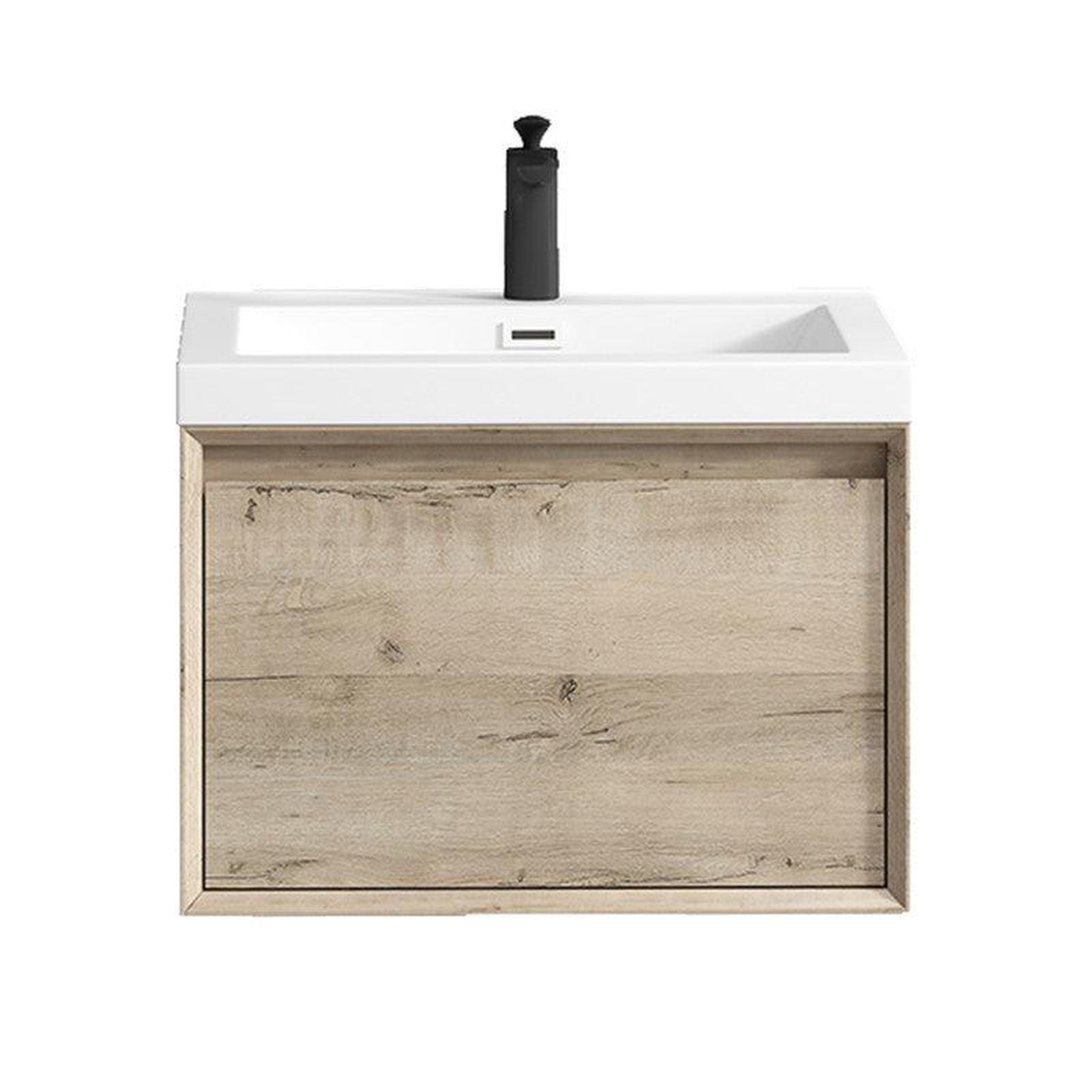 Moreno Bath, Moreno Bath BELLA 24" Light Oak Wall-Mounted Vanity With Single Reinforced White Acrylic Sink