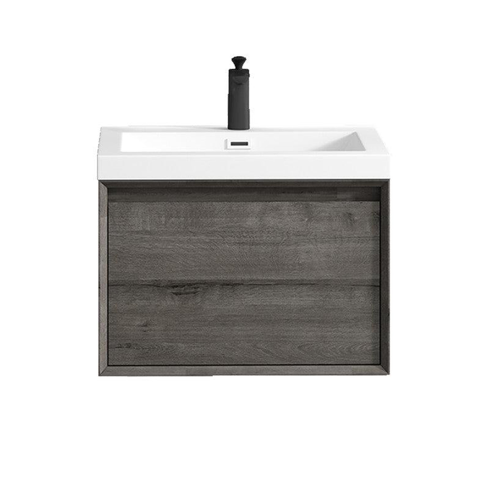 Moreno Bath, Moreno Bath BELLA 24" Smoke Oak Wall-Mounted Vanity With Single Reinforced White Acrylic Sink