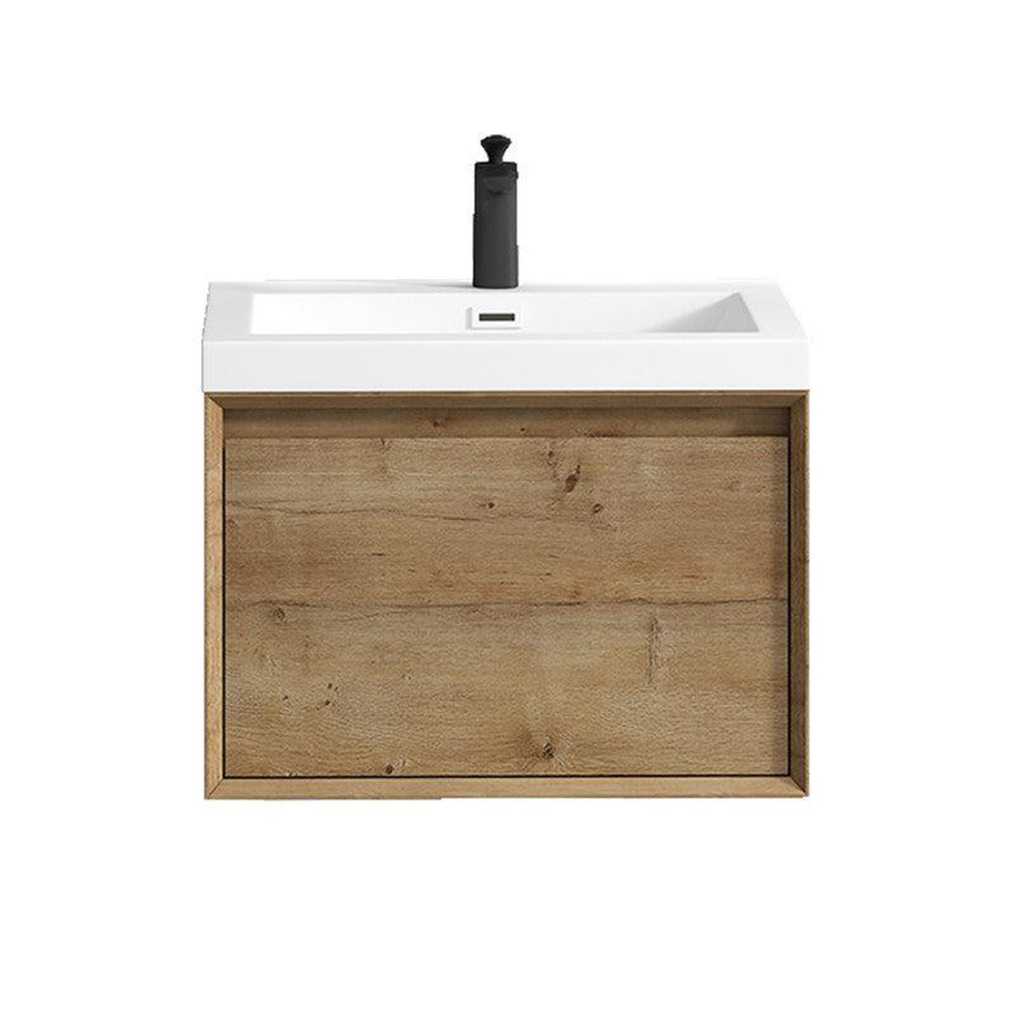 Moreno Bath, Moreno Bath BELLA 24" White Oak Wall-Mounted Vanity With Single Reinforced White Acrylic Sink