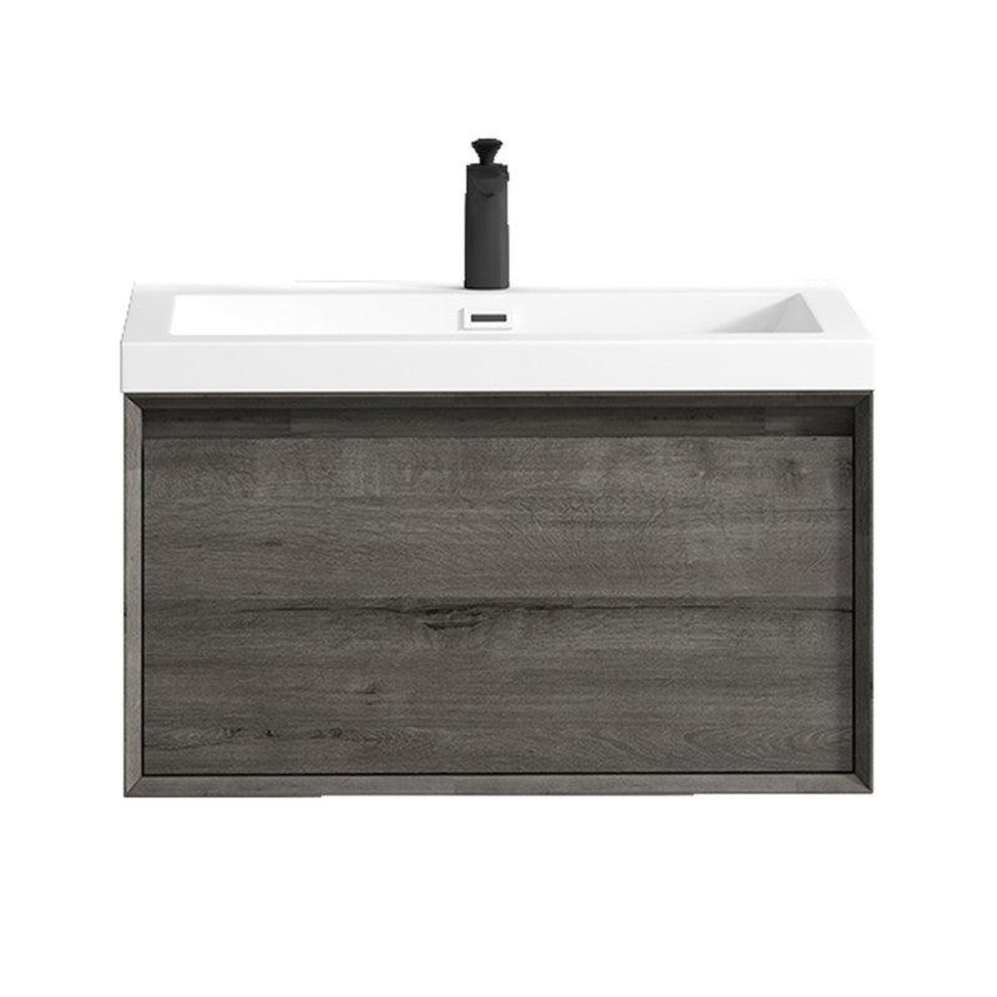 Moreno Bath, Moreno Bath BELLA 30" Smoke Oak Wall-Mounted Vanity With Single Reinforced White Acrylic Sink