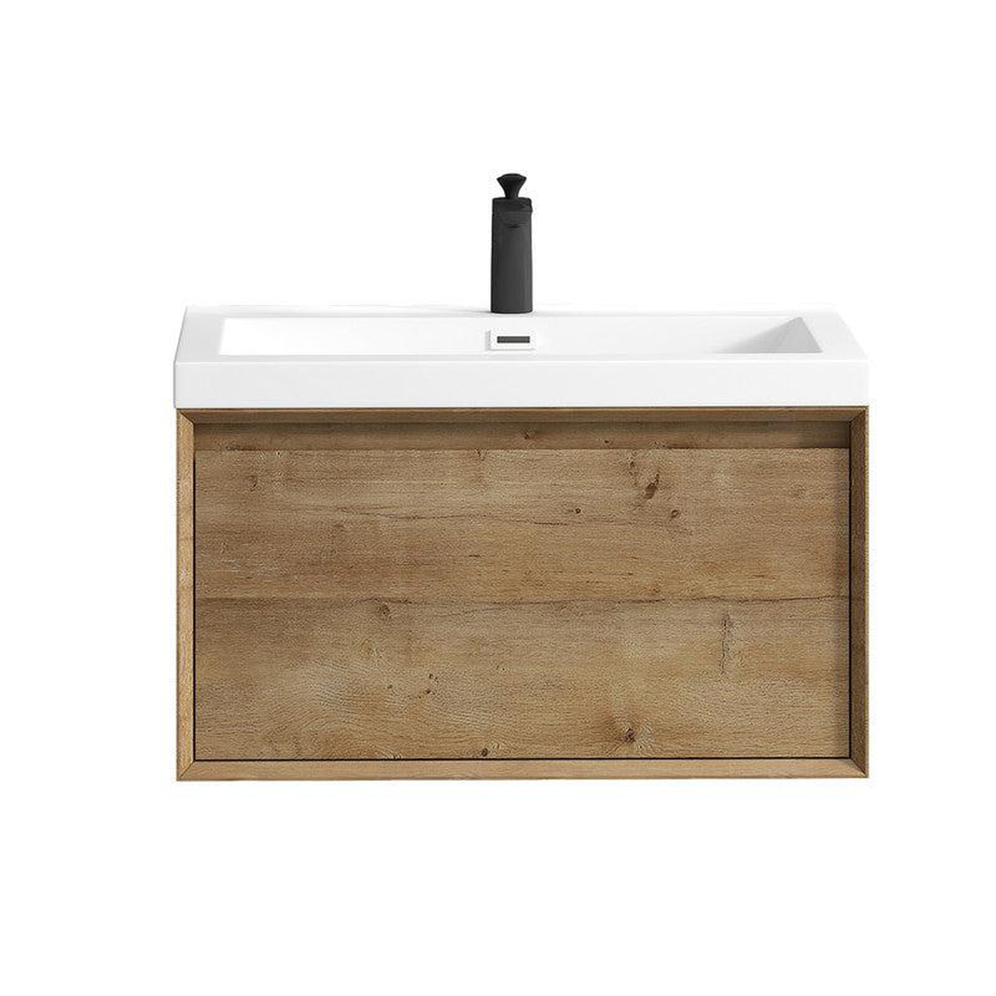 Moreno Bath, Moreno Bath BELLA 30" White Oak Wall-Mounted Vanity With Single Reinforced White Acrylic Sink