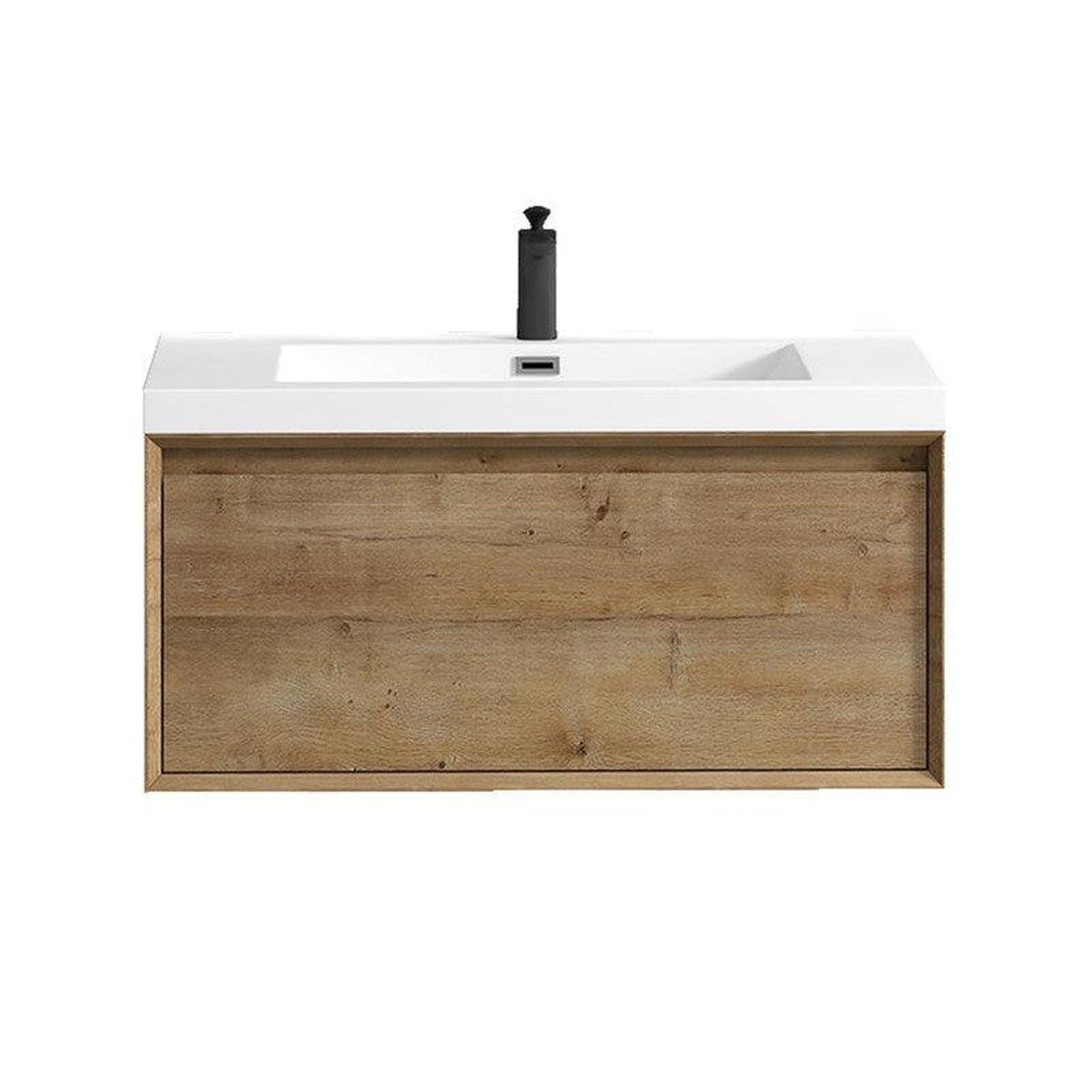 Moreno Bath, Moreno Bath BELLA 36" White Oak Wall-Mounted Vanity With Single Reinforced White Acrylic Sink