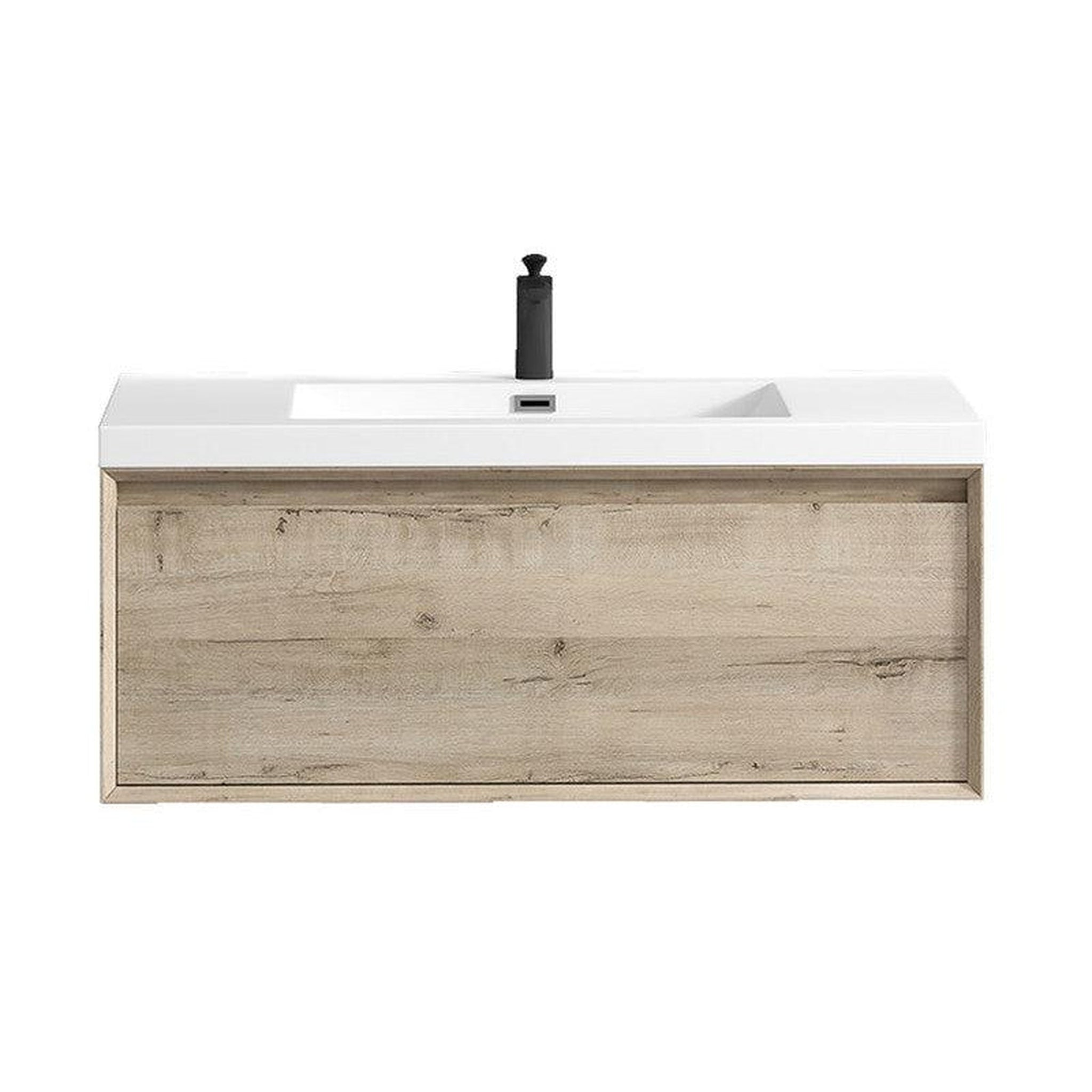 Moreno Bath, Moreno Bath BELLA 42" Light Oak Wall-Mounted Vanity With Single Reinforced White Acrylic Sink