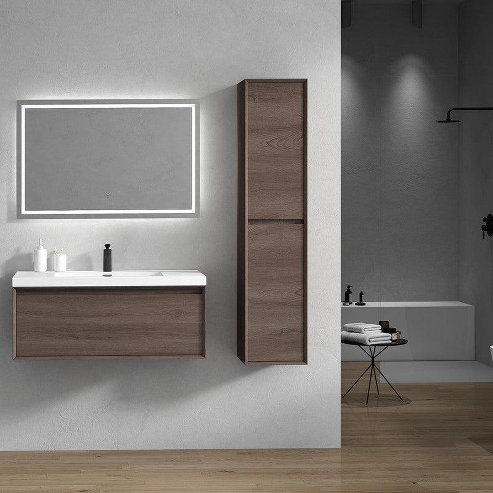 Moreno Bath, Moreno Bath BELLA 42" Red Oak Wall-Mounted Vanity With Single Reinforced White Acrylic Sink