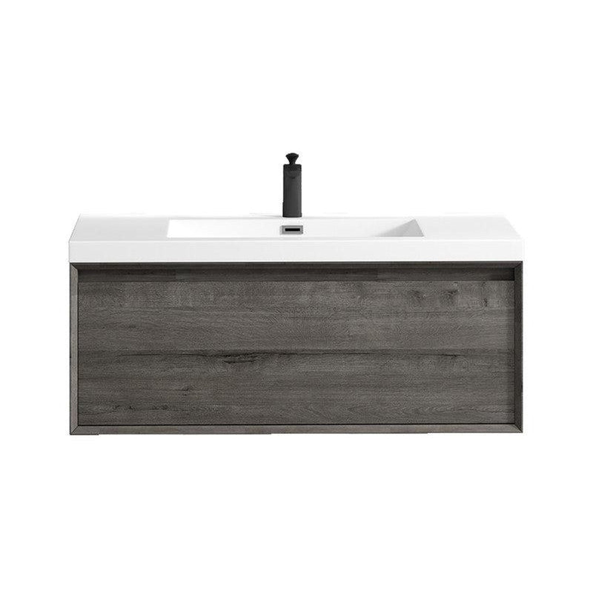 Moreno Bath, Moreno Bath BELLA 42" Smoke Oak Wall-Mounted Vanity With Single Reinforced White Acrylic Sink