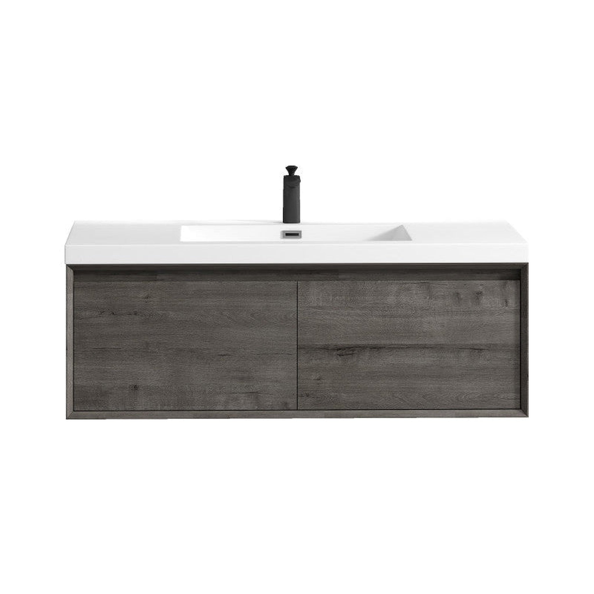 Moreno Bath, Moreno Bath BELLA 48" Smoke Oak Wall-Mounted Vanity With Single Reinforced White Acrylic Sink