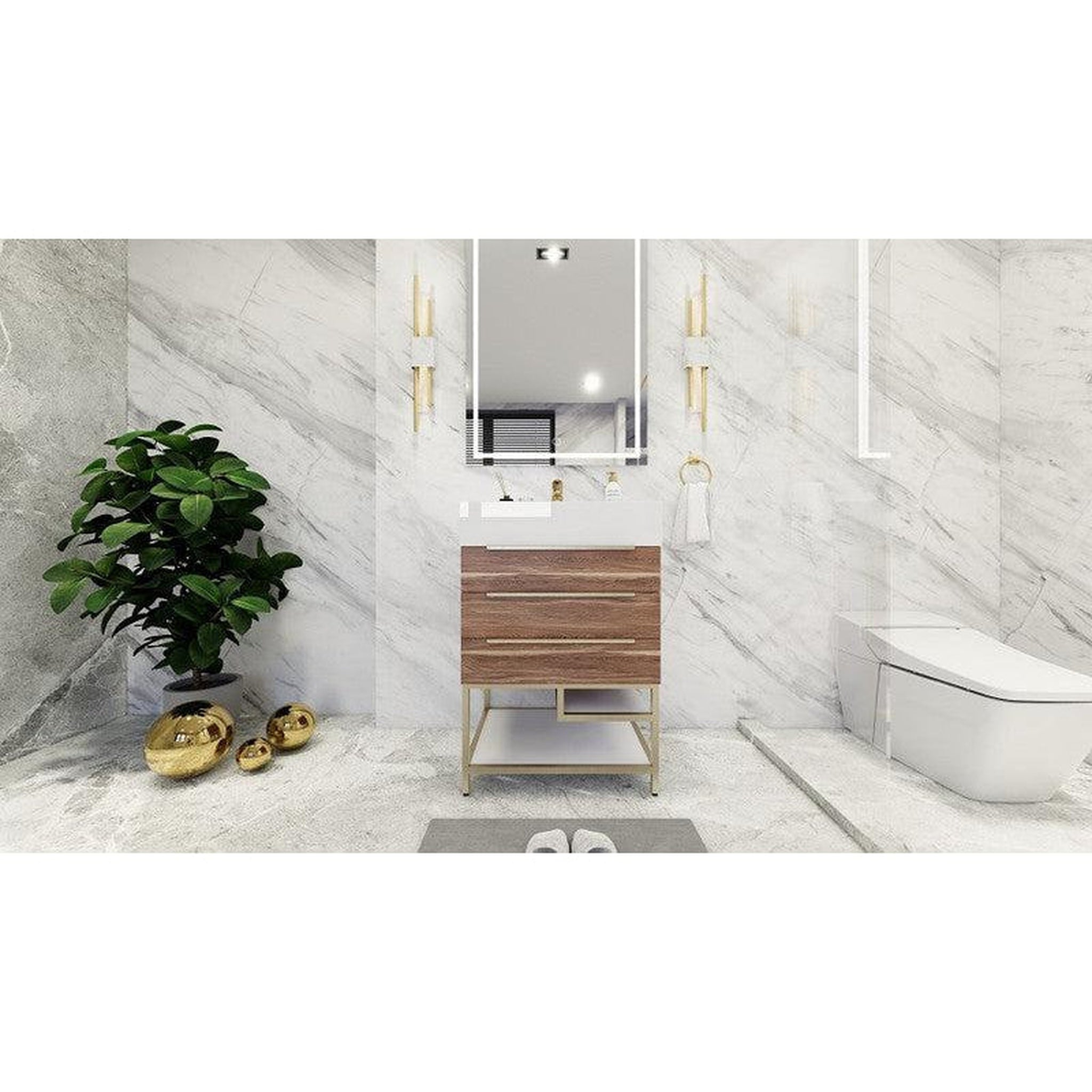 Moreno Bath, Moreno Bath Bethany 24" White Oak Freestanding Vanity With Single Reinforced White Acrylic Sink