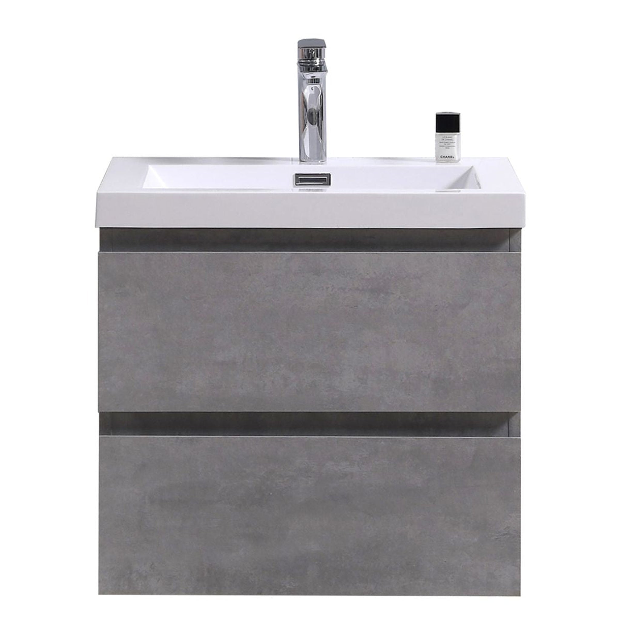 Moreno Bath, Moreno Bath Bohemia Lina 24" Cement Gray Wall-Mounted Vanity With Single Reinforced White Acrylic Sink