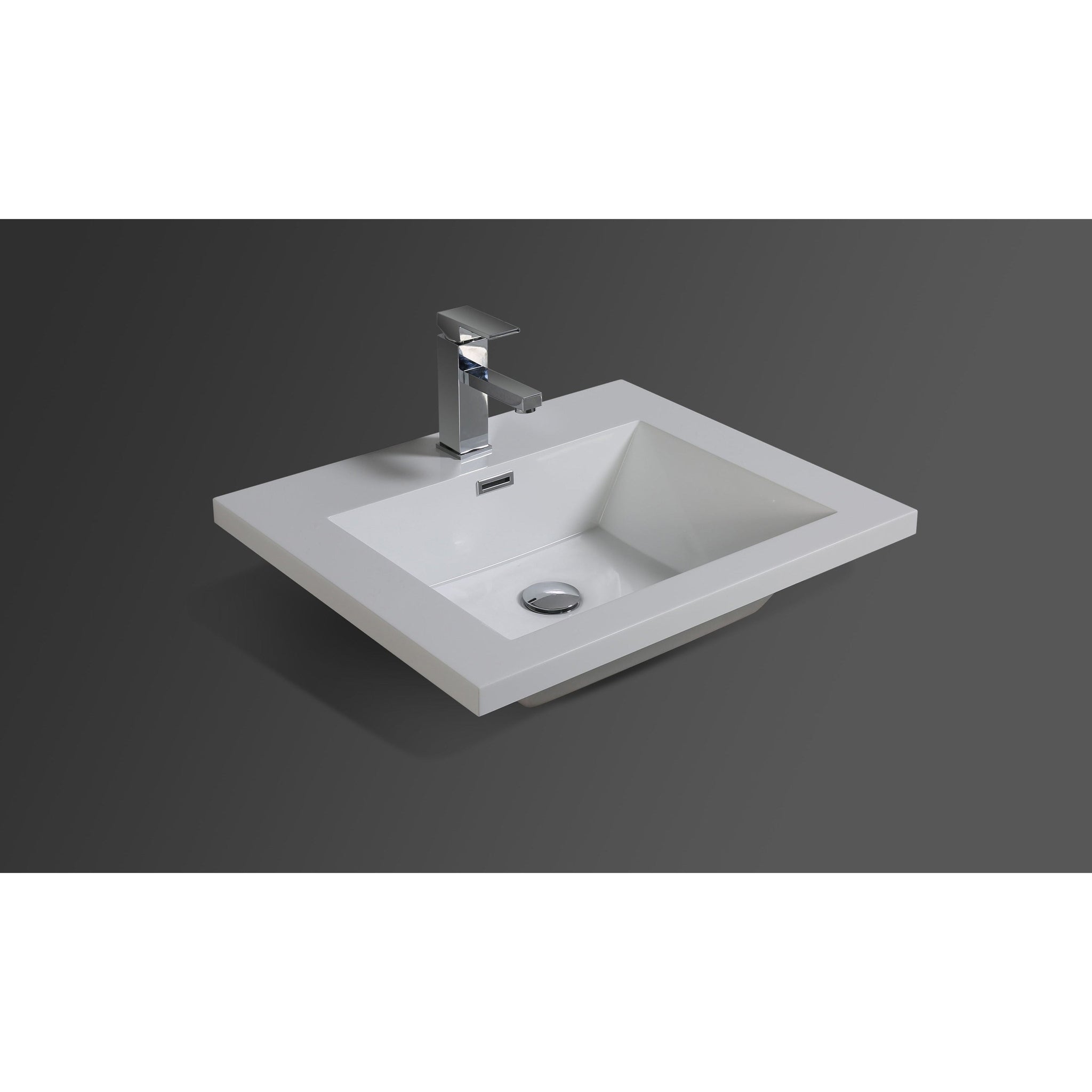 Moreno Bath, Moreno Bath Bohemia Lina 24" Cement Gray Wall-Mounted Vanity With Single Reinforced White Acrylic Sink