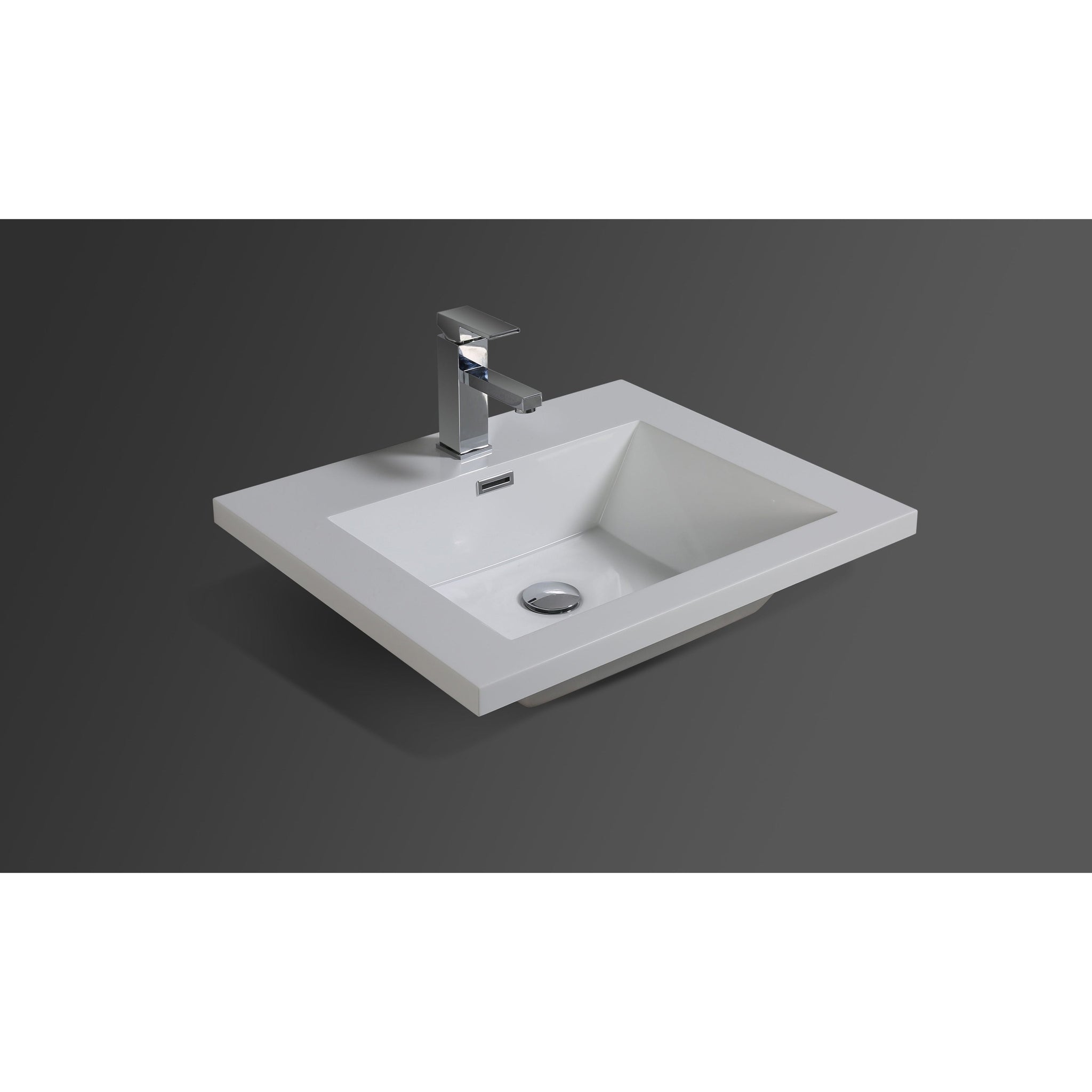 Moreno Bath, Moreno Bath Bohemia Lina 24" High Gloss White Wall-Mounted Vanity With Single Reinforced White Acrylic Sink