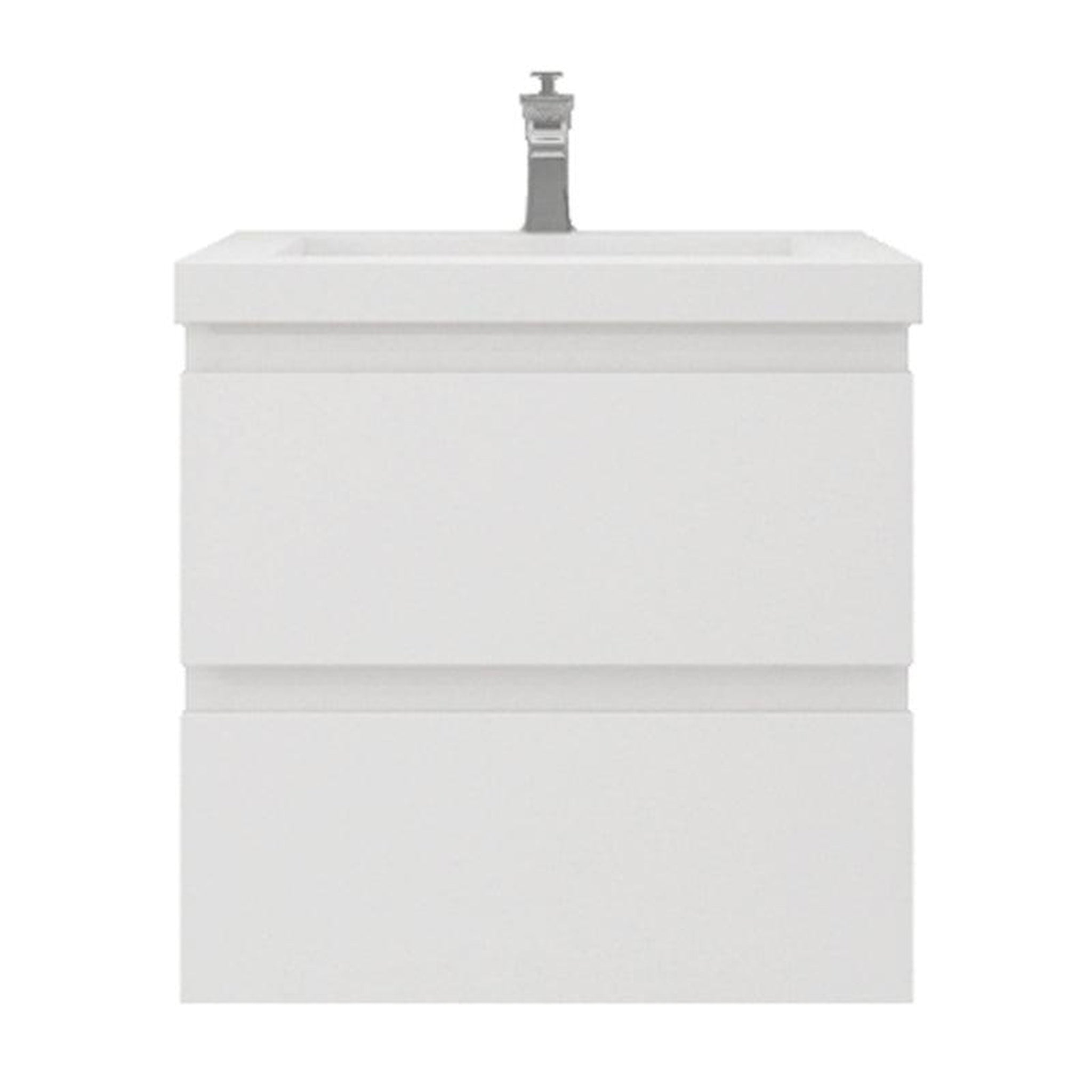 Moreno Bath, Moreno Bath Bohemia Lina 24" High Gloss White Wall-Mounted Vanity With Single Reinforced White Acrylic Sink