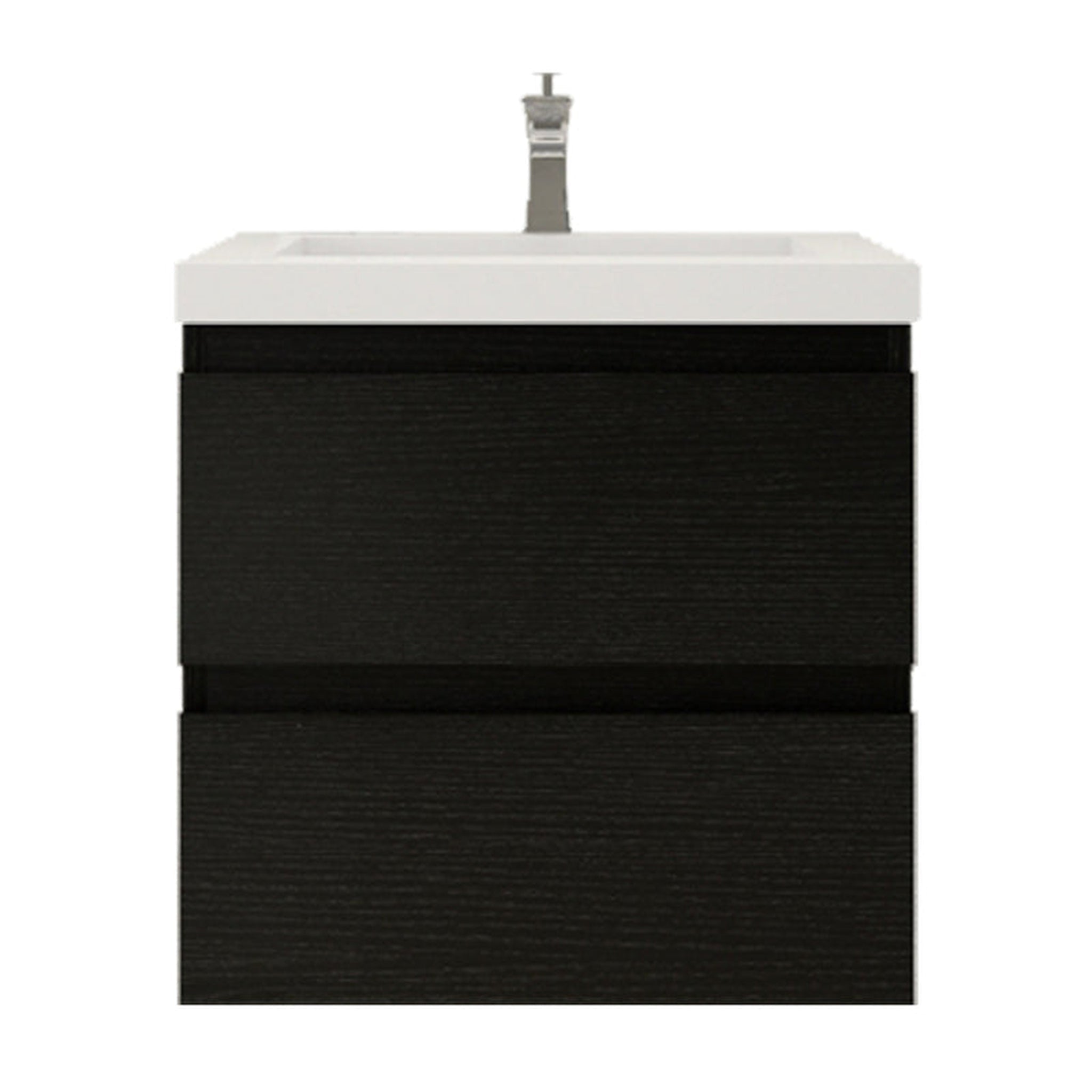 Moreno Bath, Moreno Bath Bohemia Lina 24" Rich Black Wall-Mounted Vanity With Single Reinforced White Acrylic Sink