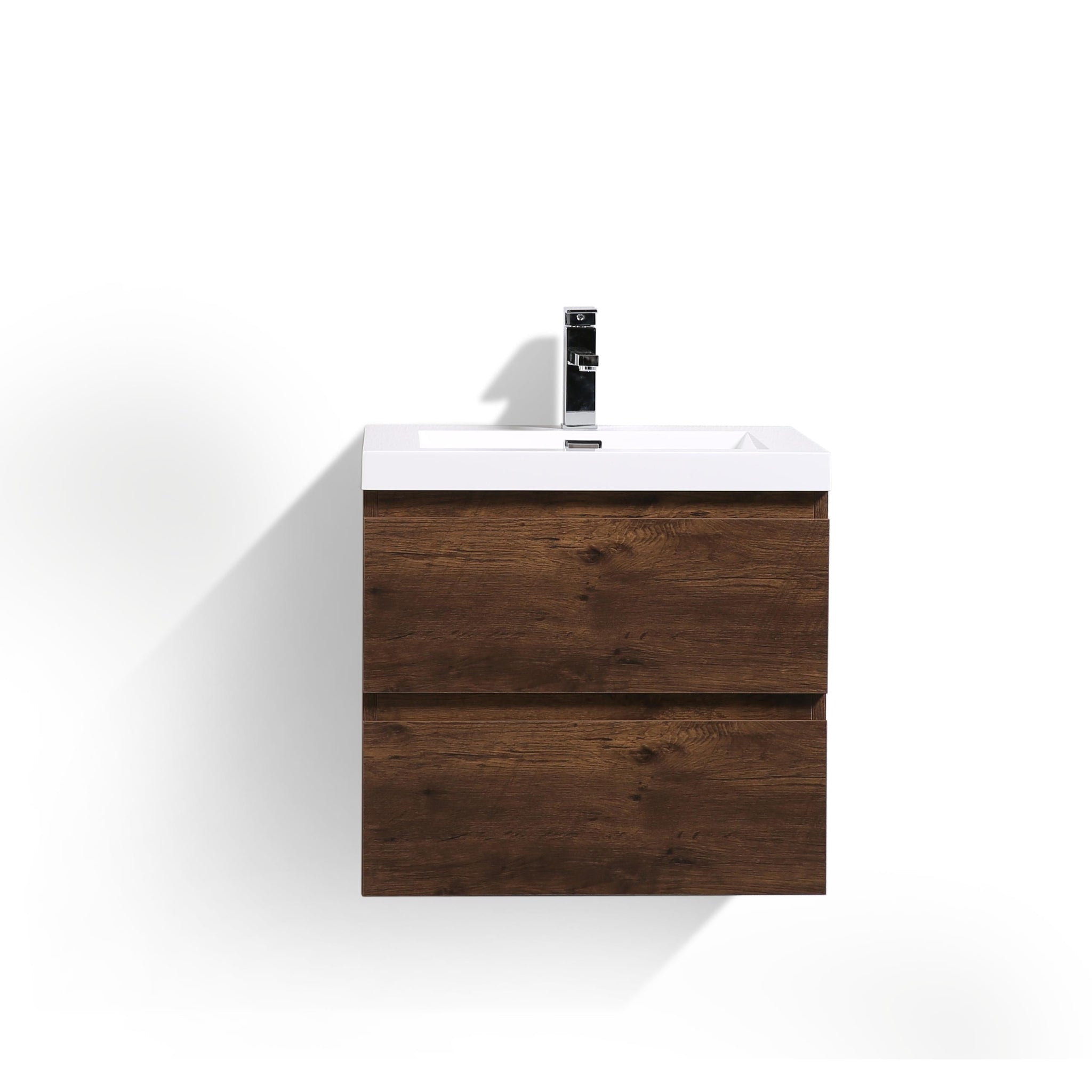 Moreno Bath, Moreno Bath Bohemia Lina 24" Rosewood Wall-Mounted Vanity With Single Reinforced White Acrylic Sink