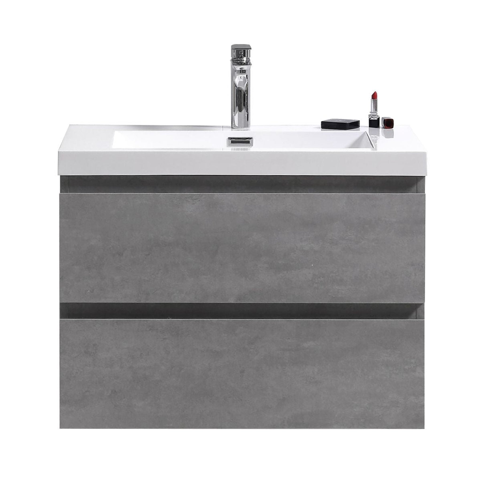 Moreno Bath, Moreno Bath Bohemia Lina 30" Cement Gray Wall-Mounted Vanity With Single Reinforced White Acrylic Sink