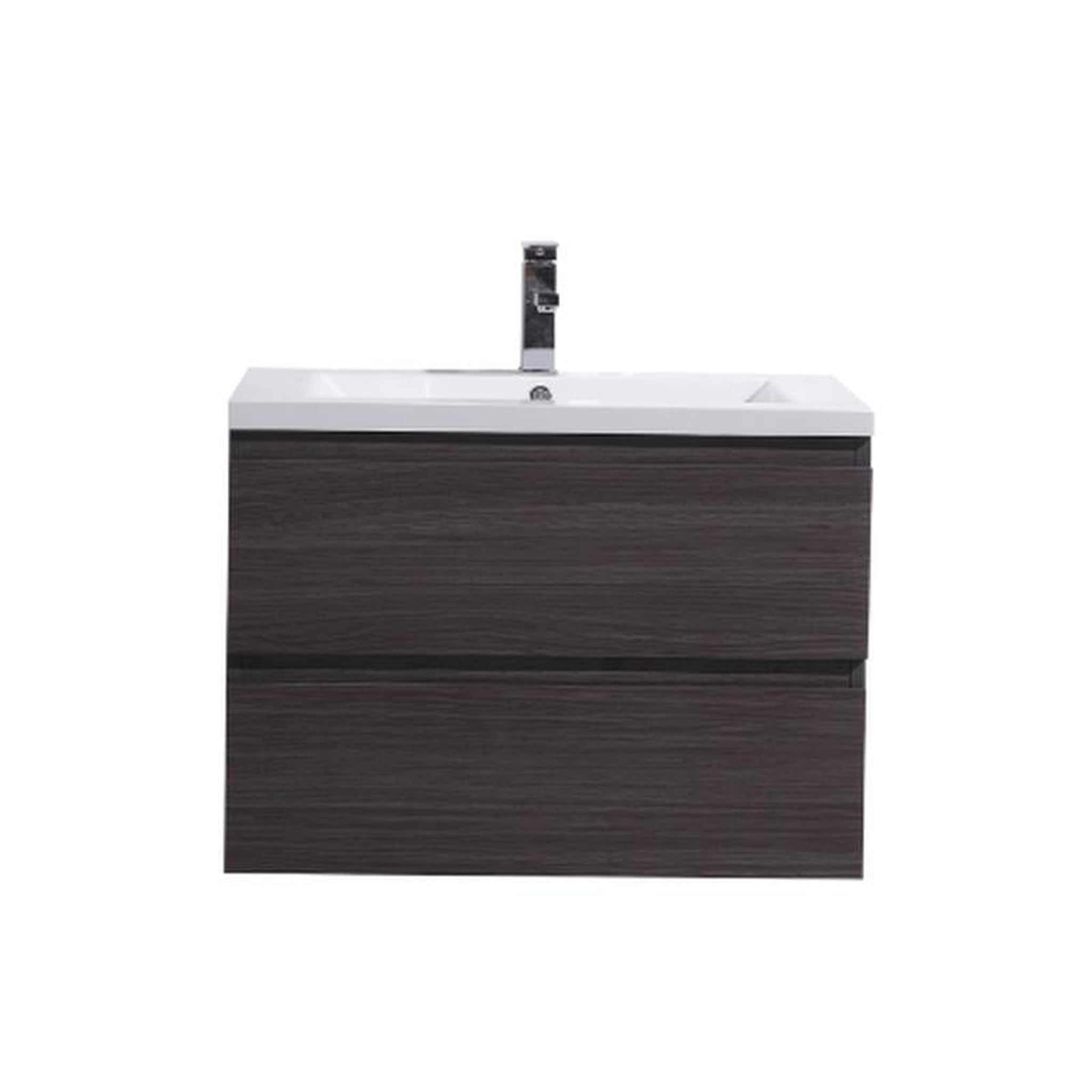 Moreno Bath, Moreno Bath Bohemia Lina 30" Dark Gray Oak Wall-Mounted Vanity With Single Reinforced White Acrylic Sink