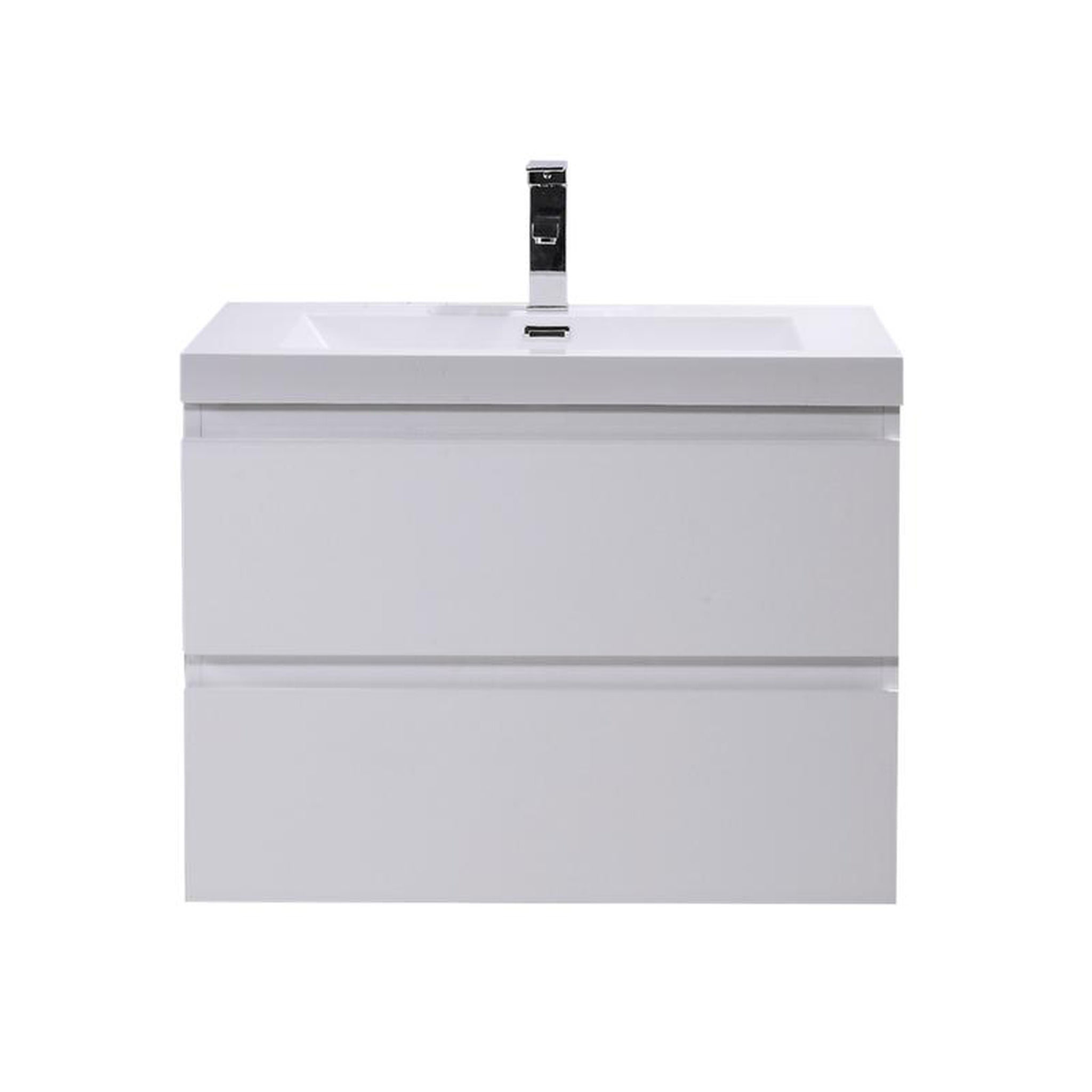 Moreno Bath, Moreno Bath Bohemia Lina 30" High Gloss White Wall-Mounted Vanity With Single Reinforced White Acrylic Sink