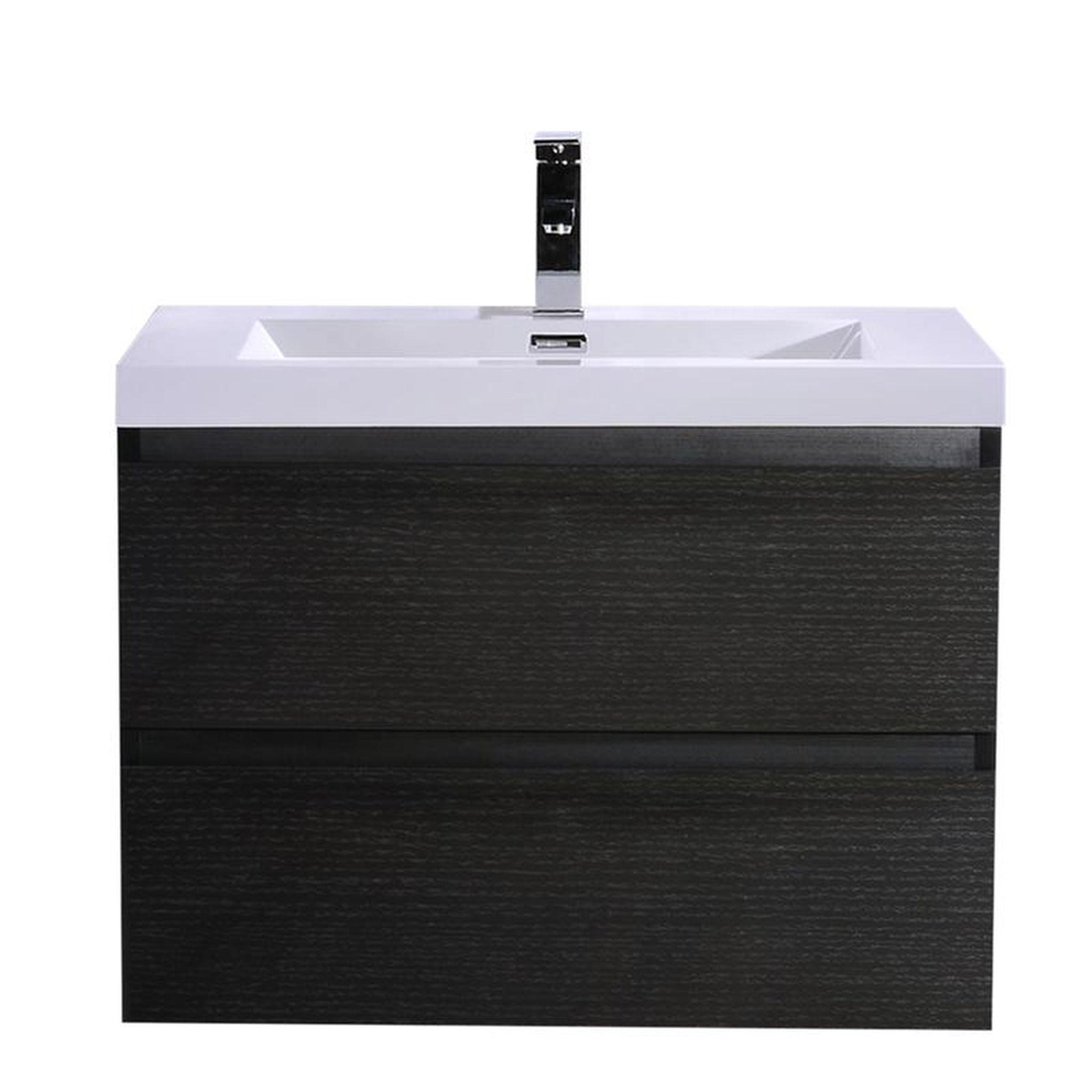 Moreno Bath, Moreno Bath Bohemia Lina 30" Rich Black Wall-Mounted Vanity With Single Reinforced White Acrylic Sink