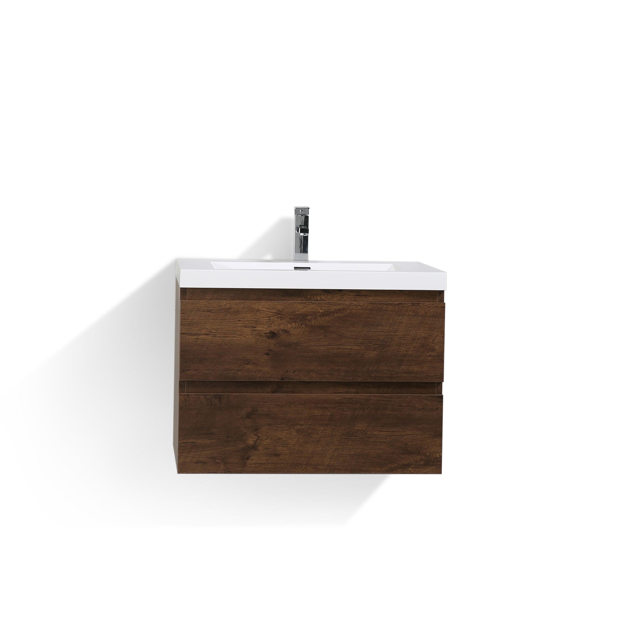 Moreno Bath, Moreno Bath Bohemia Lina 30" Rosewood Wall-Mounted Vanity With Single Reinforced White Acrylic Sink