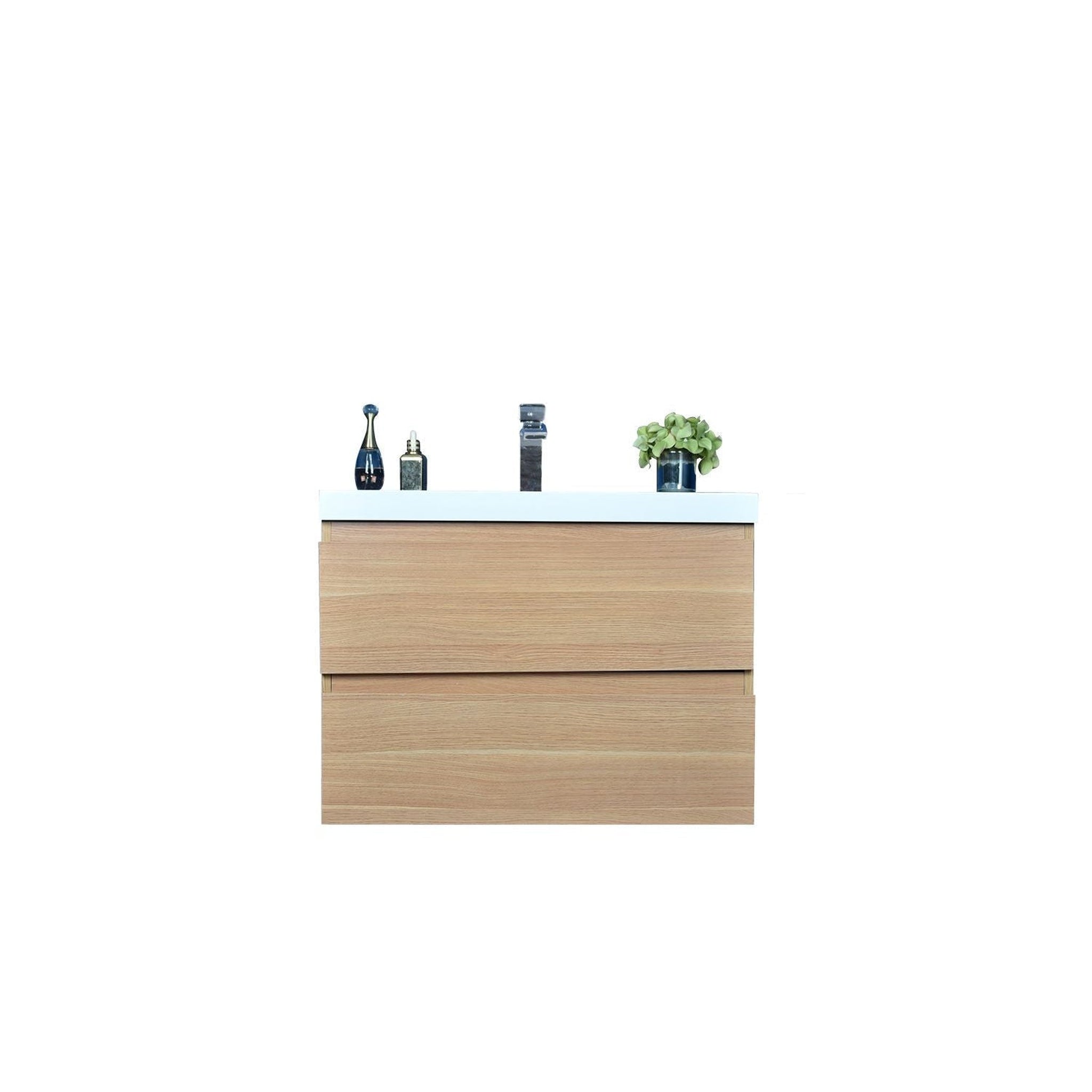 Moreno Bath, Moreno Bath Bohemia Lina 30" White Oak Wall-Mounted Vanity With Single Reinforced White Acrylic Sink