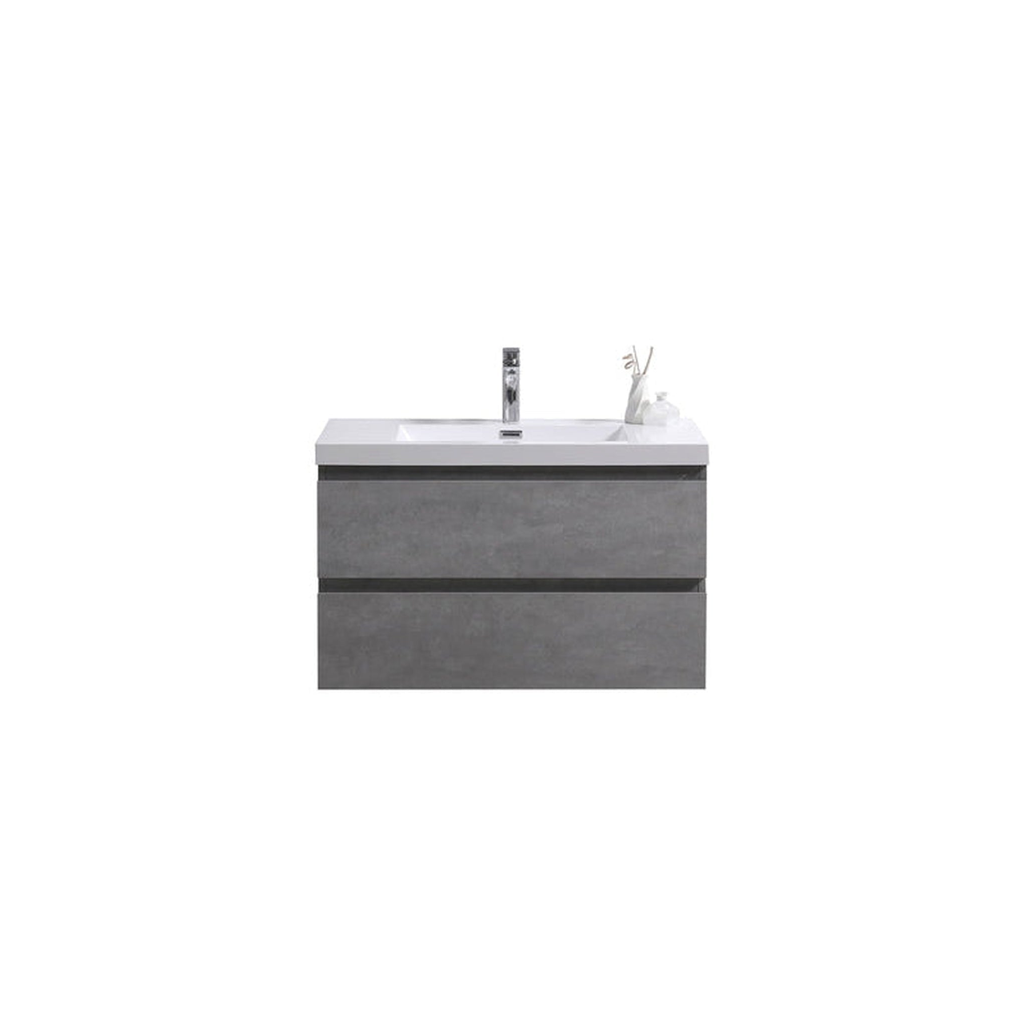 Moreno Bath, Moreno Bath Bohemia Lina 36" Cement Gray Wall-Mounted Vanity With Single Reinforced White Acrylic Sink