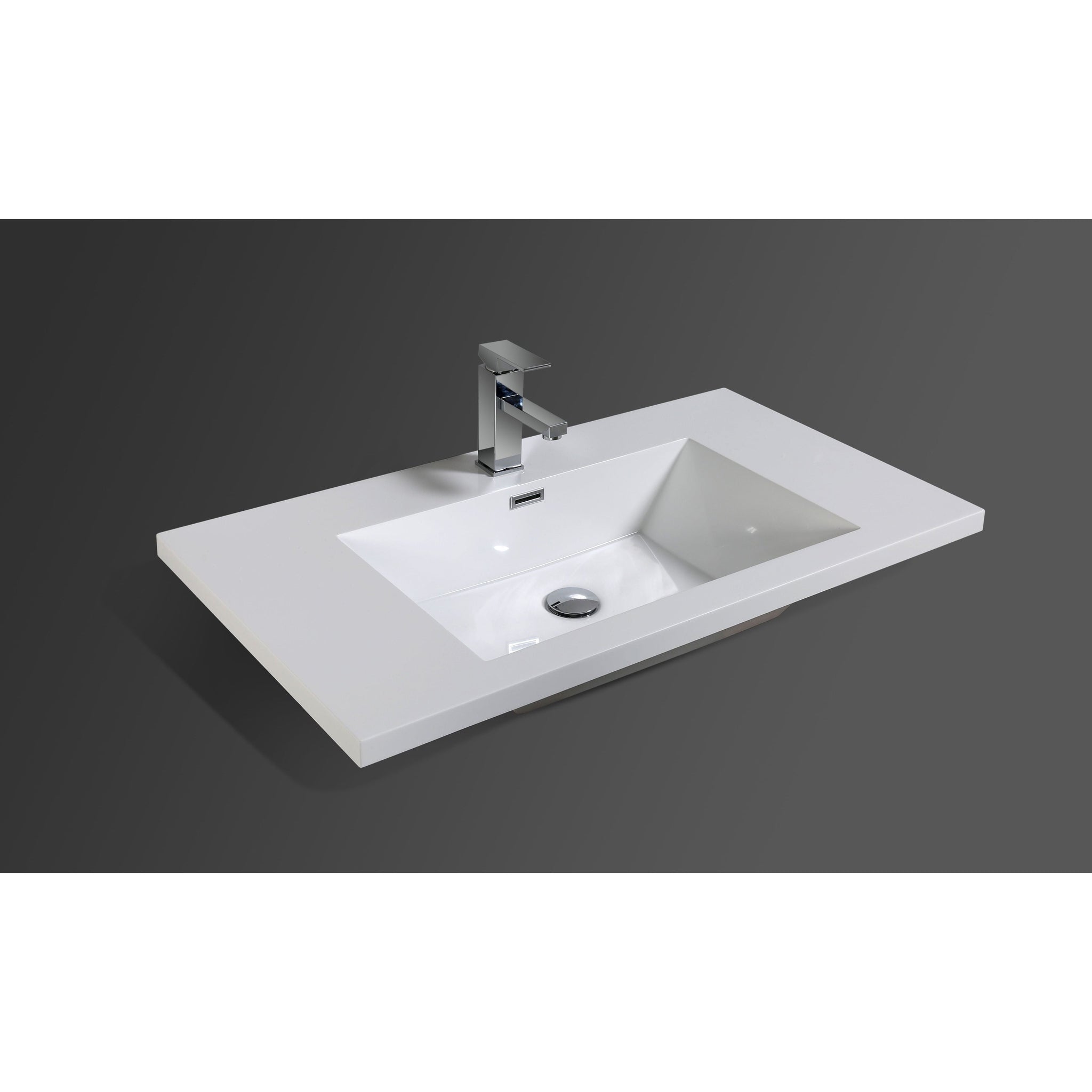 Moreno Bath, Moreno Bath Bohemia Lina 36" Cement Gray Wall-Mounted Vanity With Single Reinforced White Acrylic Sink