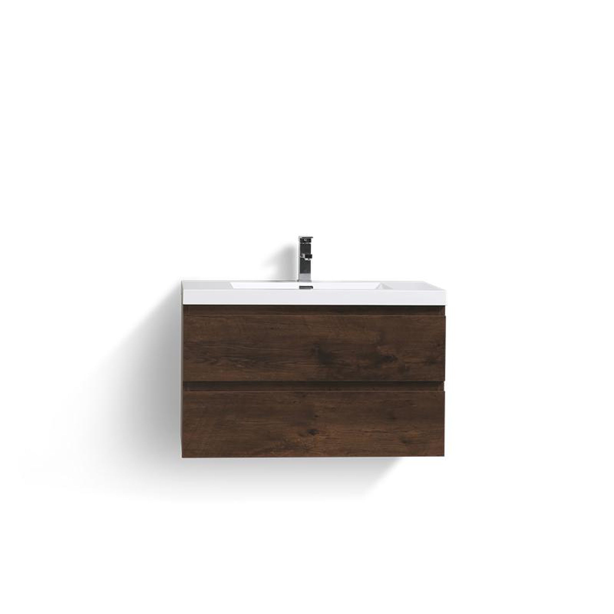 Moreno Bath, Moreno Bath Bohemia Lina 36" Rosewood Wall-Mounted Vanity With Single Reinforced White Acrylic Sink