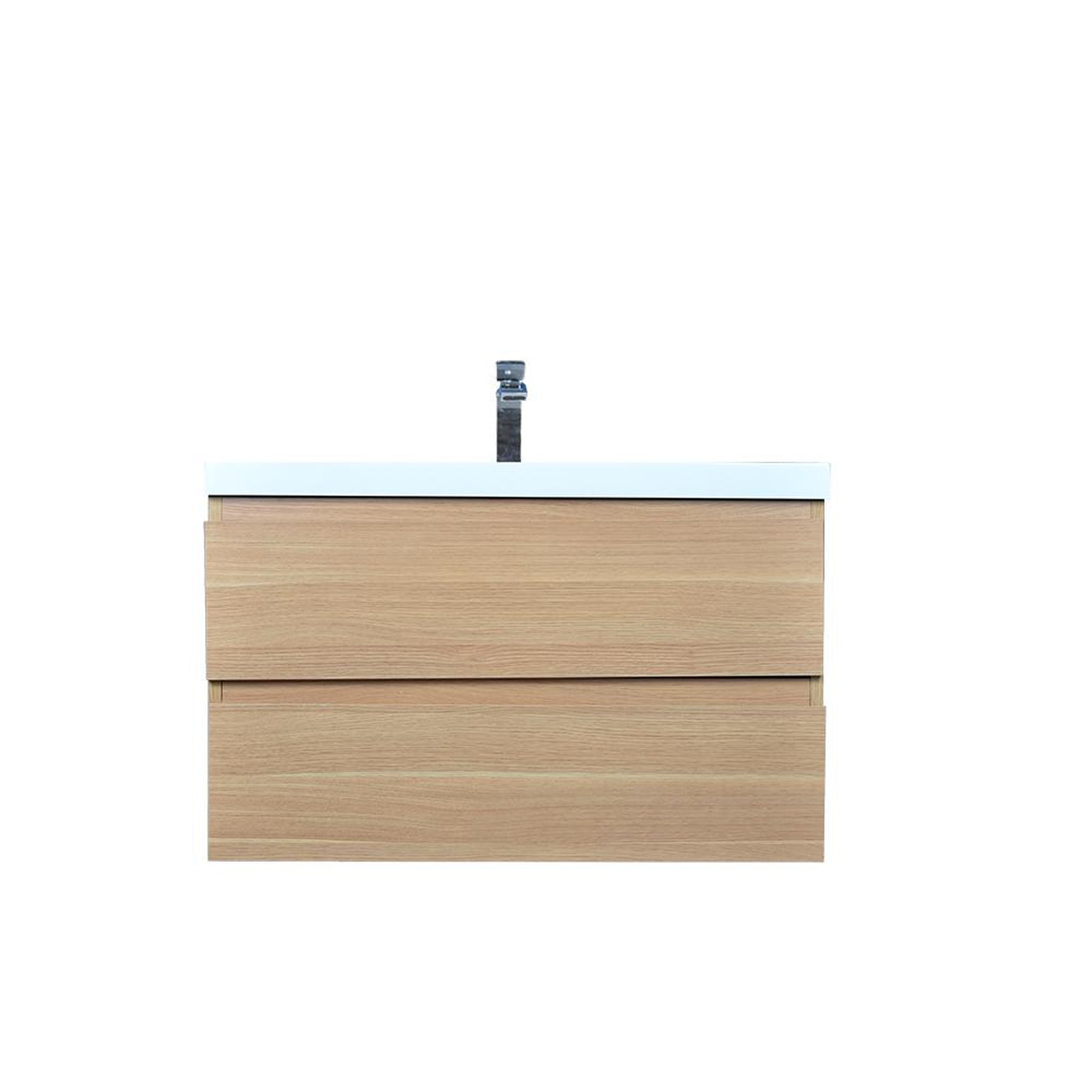 Moreno Bath, Moreno Bath Bohemia Lina 36" White Oak Wall-Mounted Vanity With Single Reinforced White Acrylic Sink