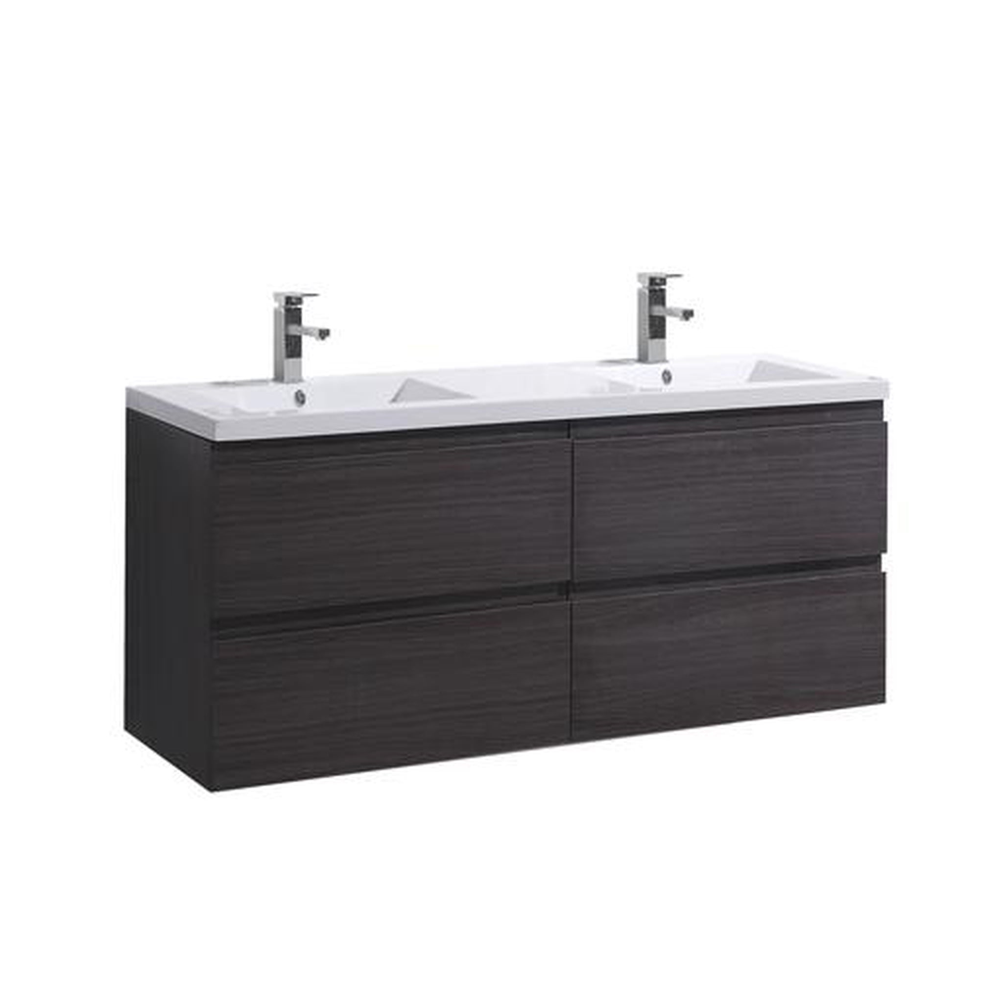 Moreno Bath, Moreno Bath Bohemia Lina 48" Dark Gray Oak Wall-Mounted Vanity With Double Reinforced White Acrylic Sinks