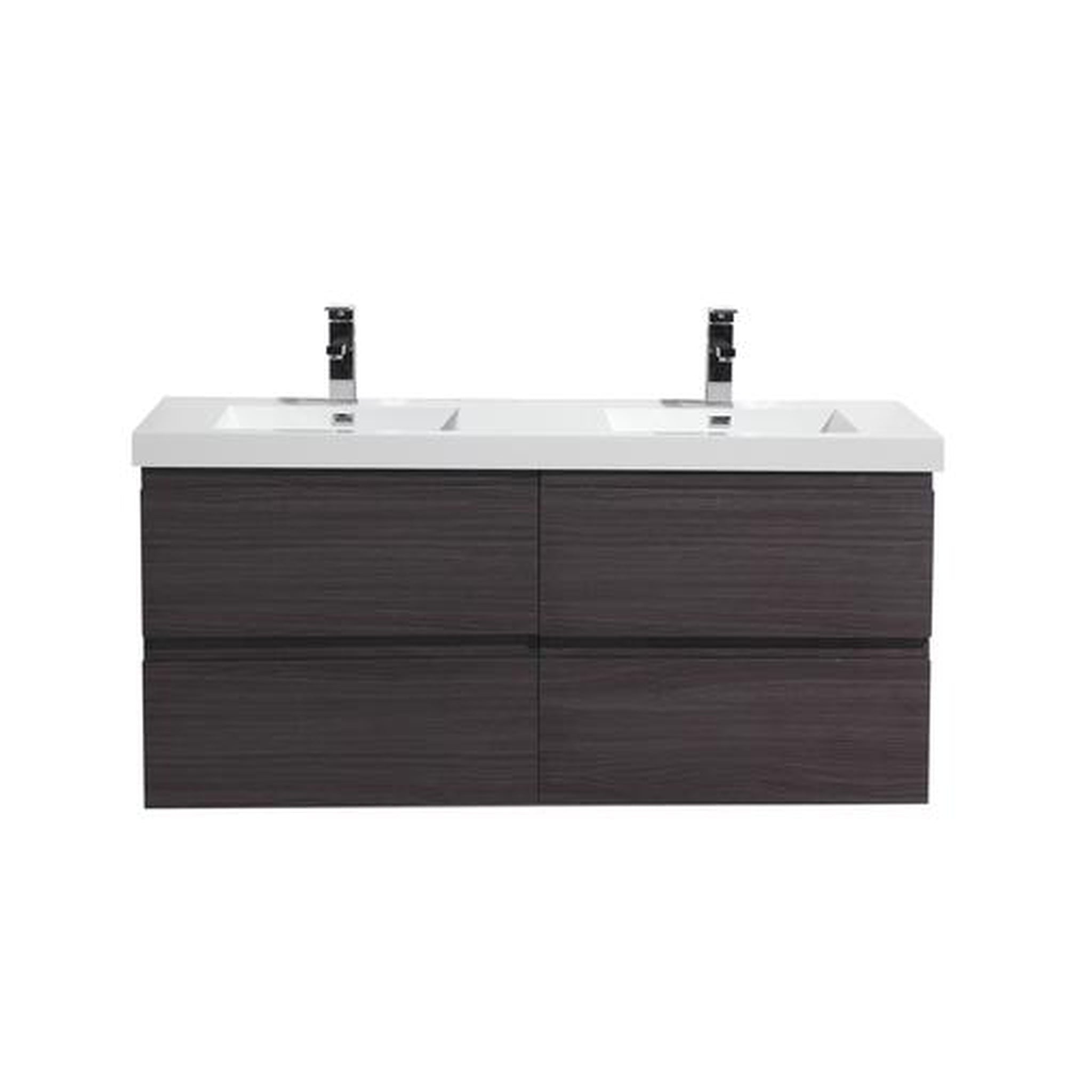 Moreno Bath, Moreno Bath Bohemia Lina 48" Dark Gray Oak Wall-Mounted Vanity With Double Reinforced White Acrylic Sinks