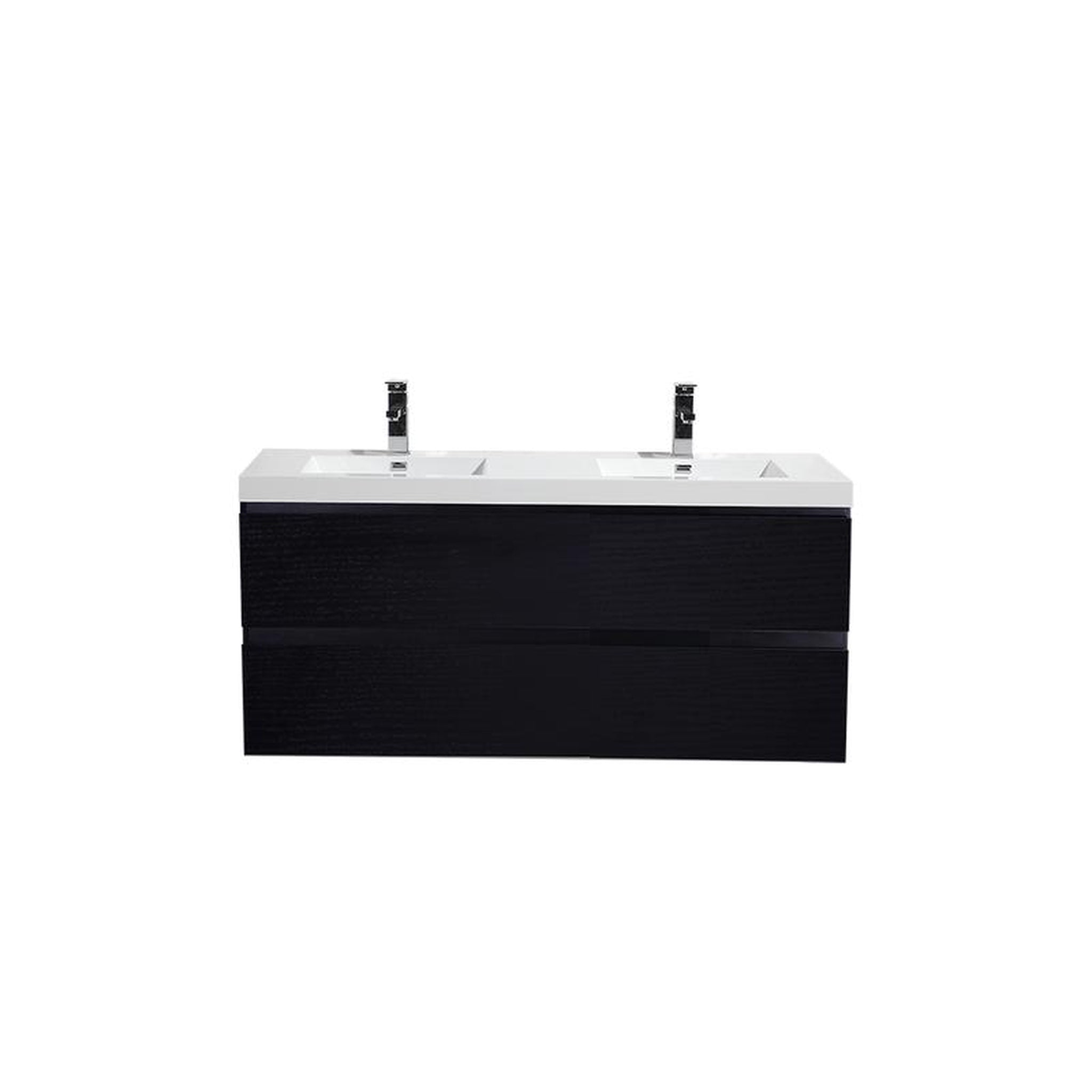 Moreno Bath, Moreno Bath Bohemia Lina 48" Rich Black Wall-Mounted Vanity With Double Reinforced White Acrylic Sinks