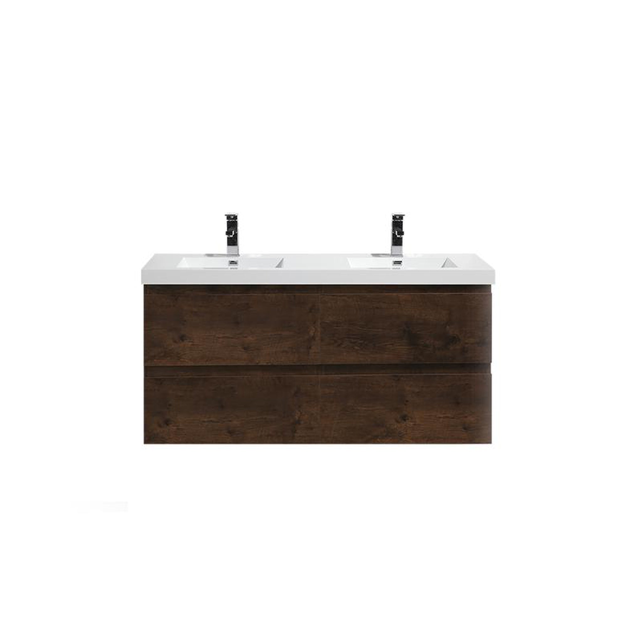 Moreno Bath, Moreno Bath Bohemia Lina 48" Rosewood Wall-Mounted Vanity With Double Reinforced White Acrylic Sinks