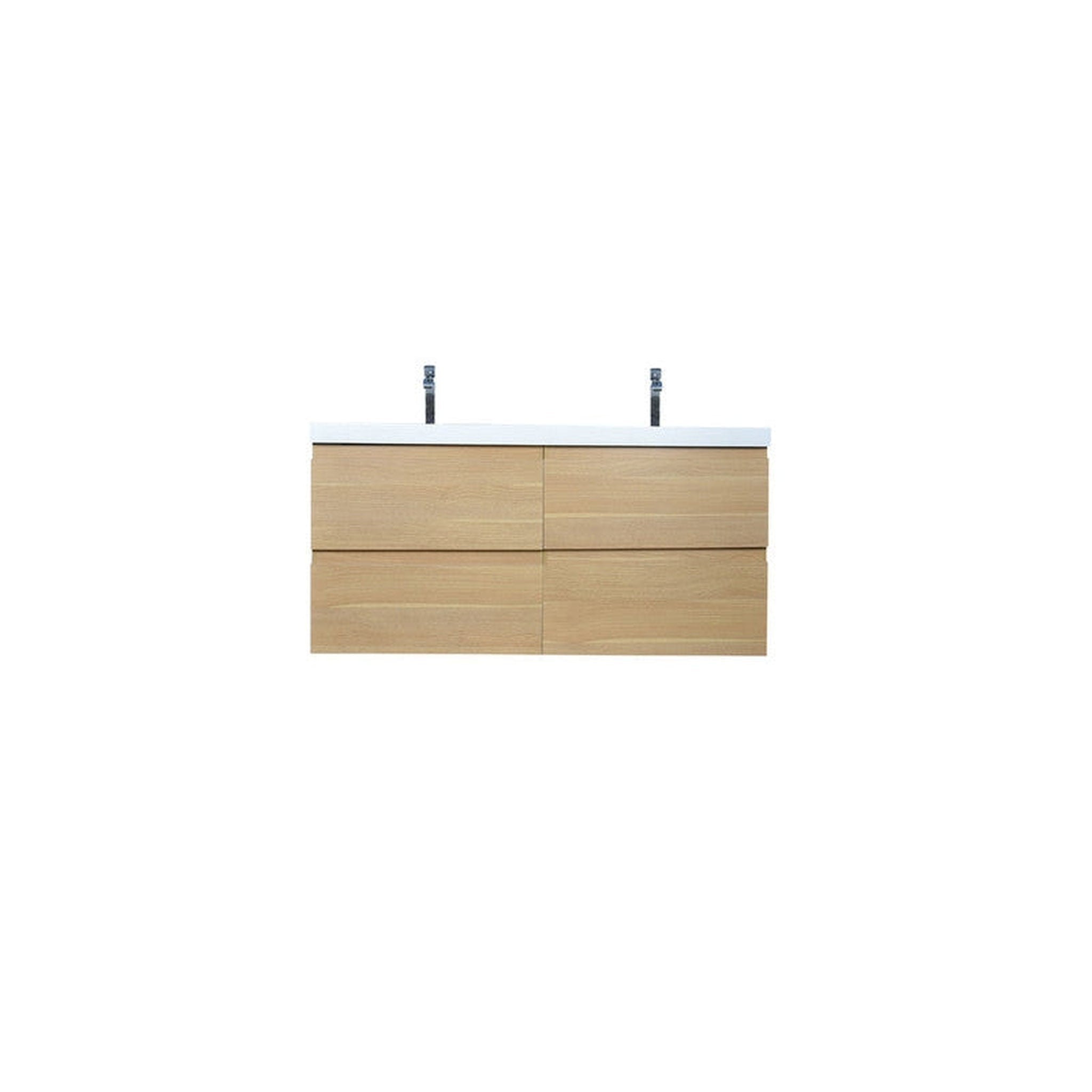 Moreno Bath, Moreno Bath Bohemia Lina 48" White Oak Wall-Mounted Vanity With Double Reinforced White Acrylic Sinks