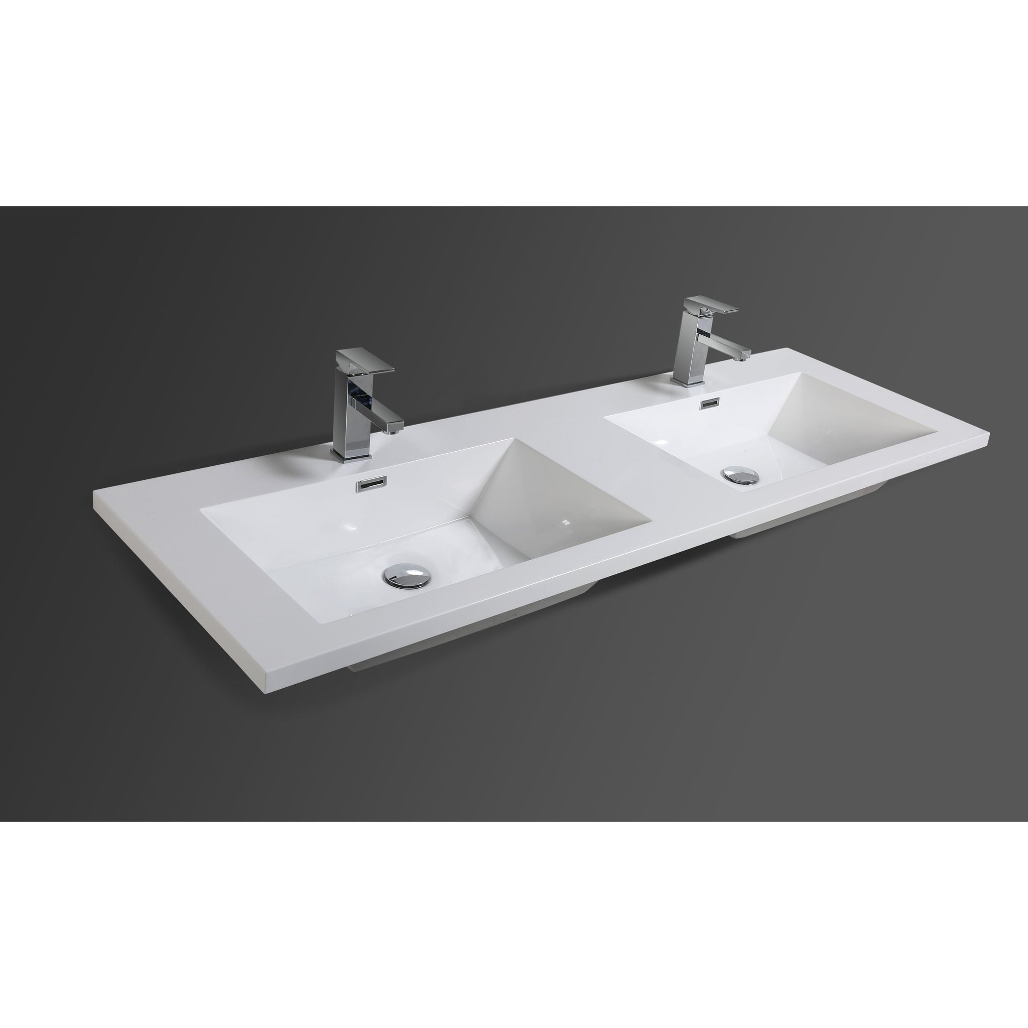 Moreno Bath, Moreno Bath Bohemia Lina 60" Cement Gray Wall-Mounted Vanity With Double Reinforced White Acrylic Sinks