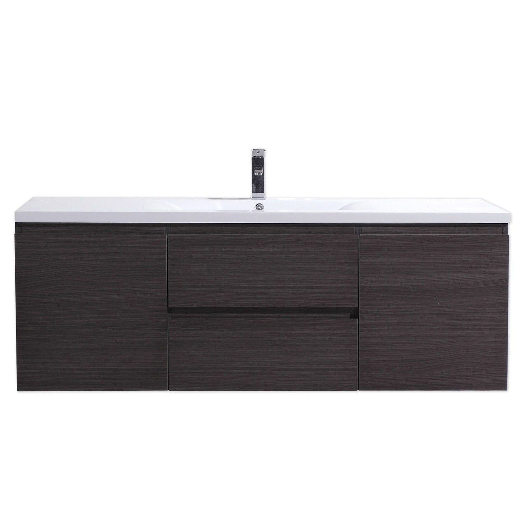 Moreno Bath, Moreno Bath Bohemia Lina 60" Dark Gray Oak Wall-Mounted Vanity With Single Reinforced White Acrylic Sink