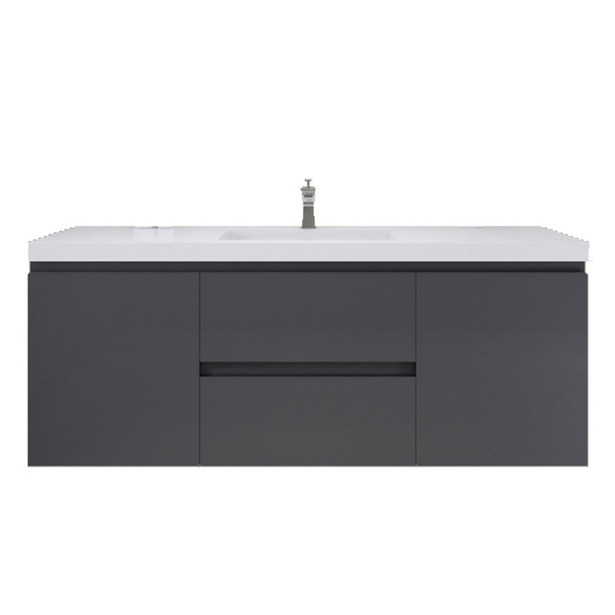 Moreno Bath, Moreno Bath Bohemia Lina 60" High Gloss Gray Wall-Mounted Vanity With Single Reinforced White Acrylic Sink