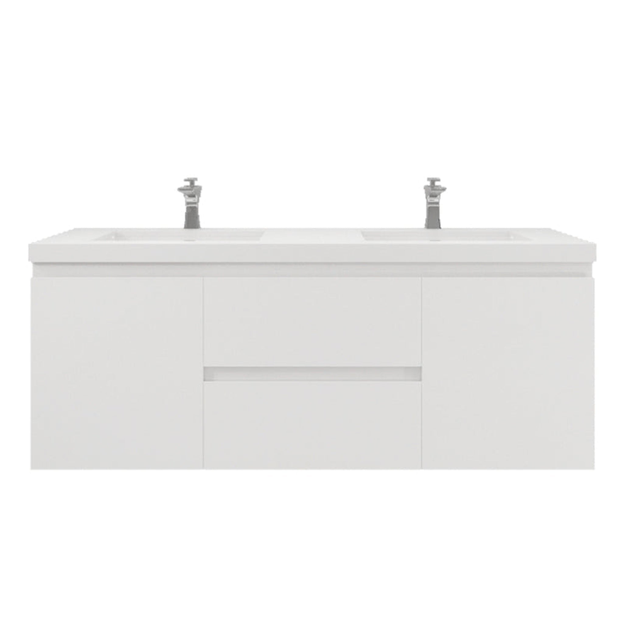 Moreno Bath, Moreno Bath Bohemia Lina 60" High Gloss White Wall-Mounted Vanity With Double Reinforced White Acrylic Sinks