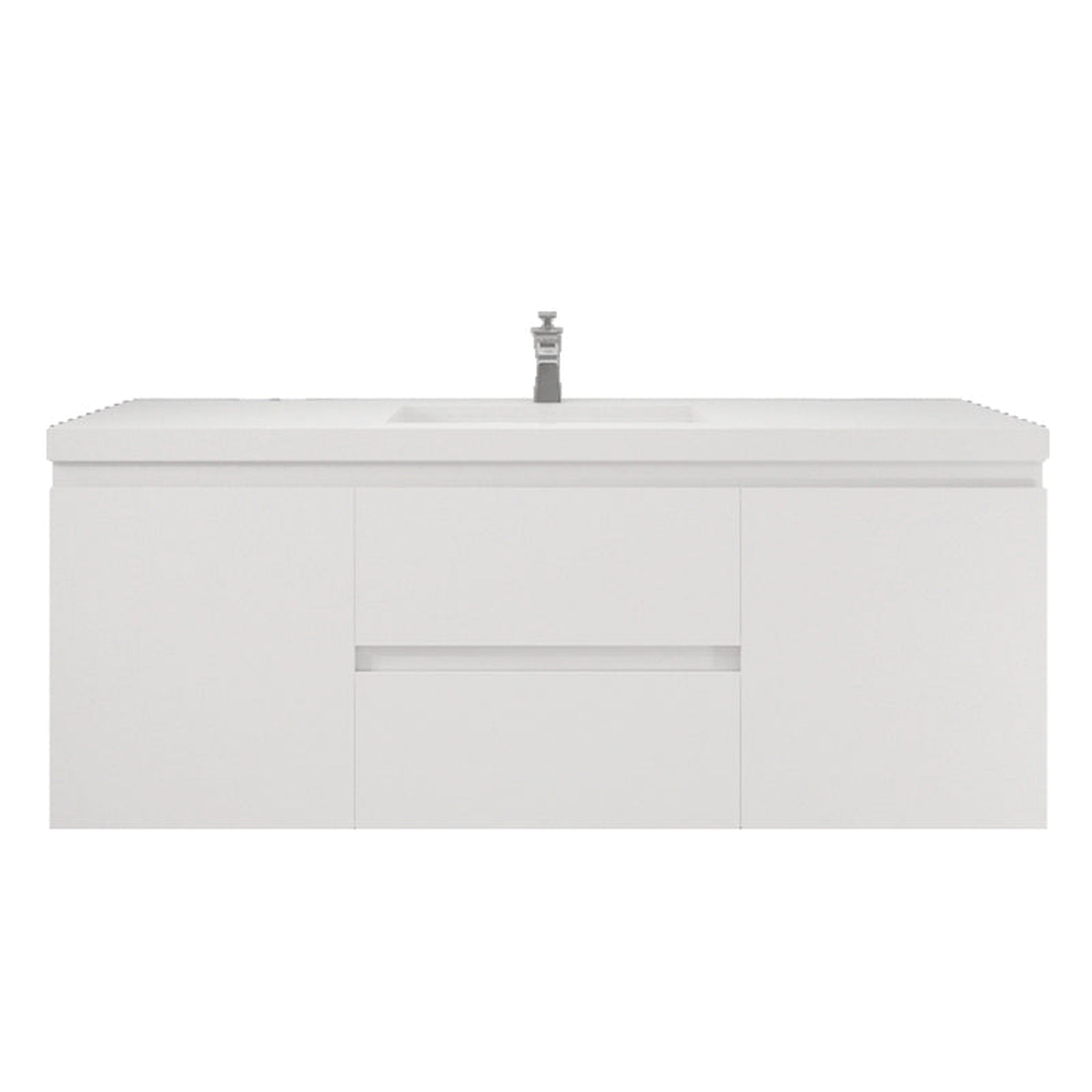 Moreno Bath, Moreno Bath Bohemia Lina 60" High Gloss White Wall-Mounted Vanity With Single Reinforced White Acrylic Sink