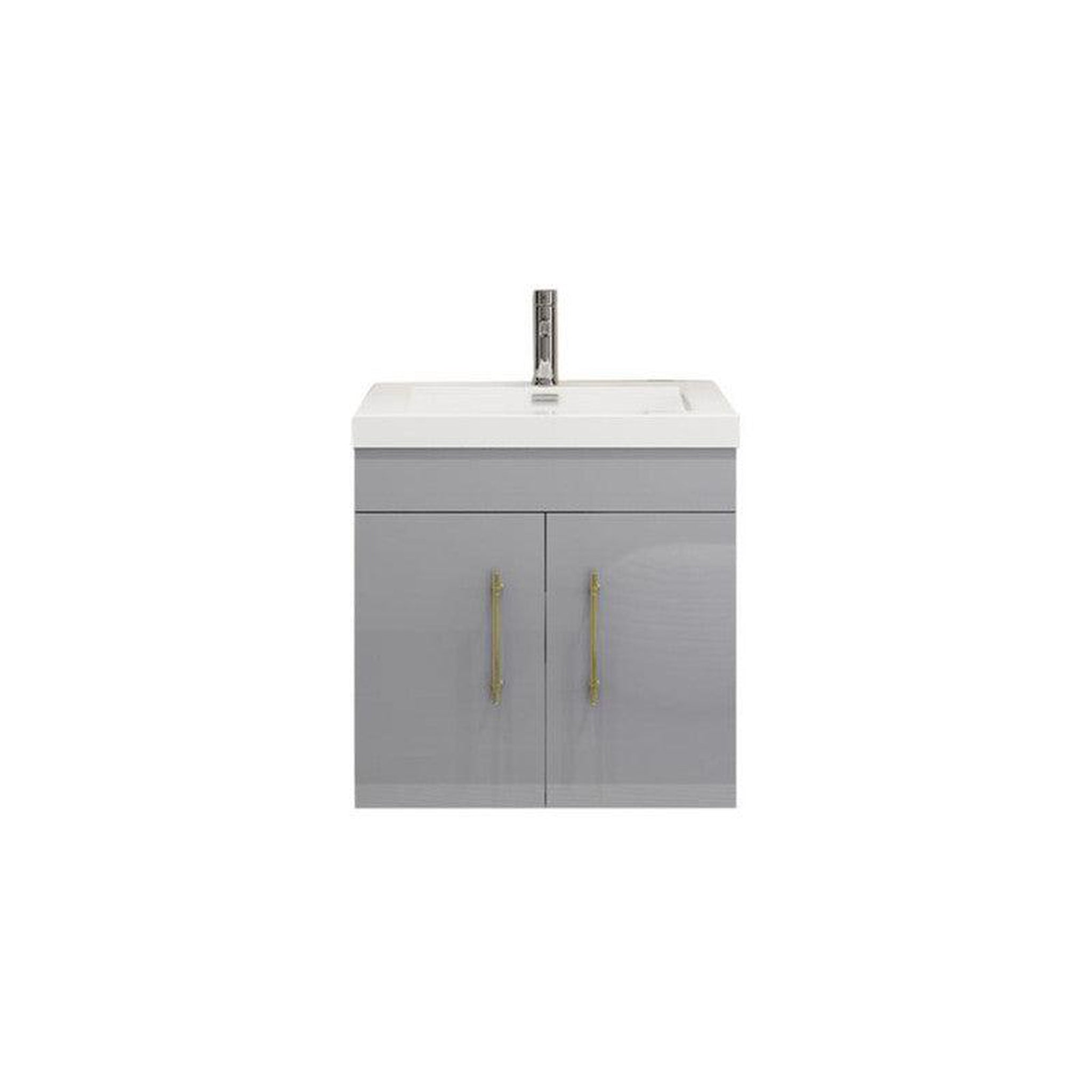 Moreno Bath, Moreno Bath ELSA 24" High Gloss Gray Wall-Mounted Vanity With Single Reinforced White Acrylic Sink