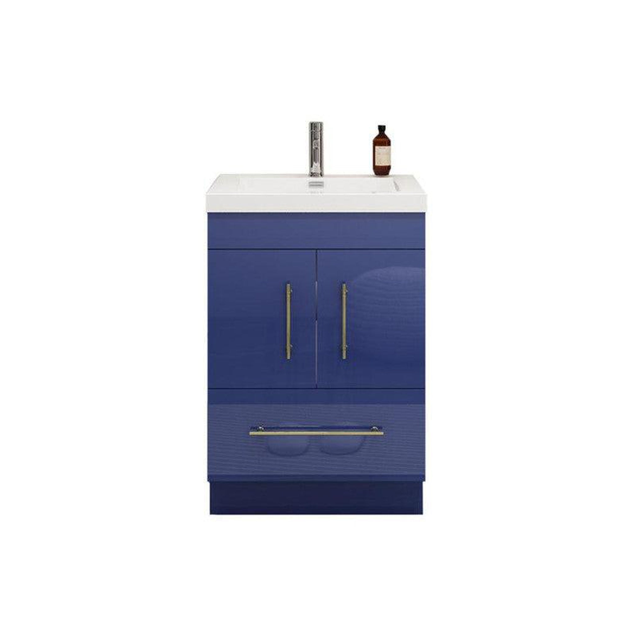 Moreno Bath, Moreno Bath ELSA 24" High Gloss Night Blue Freestanding Vanity With Single Reinforced White Acrylic Sink